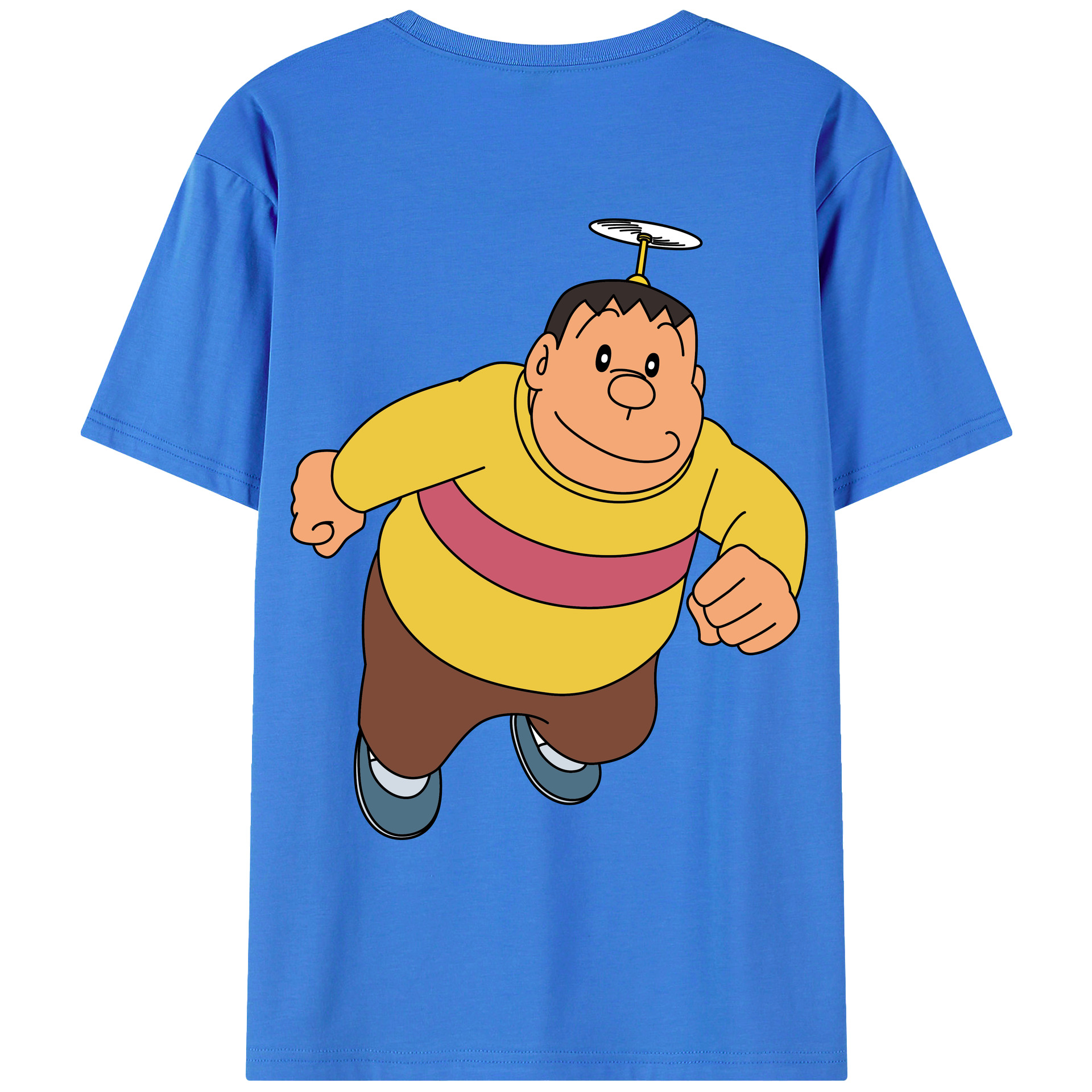 （画像用） ドラえもん 剛田武 Doraemon Gouta Takeshi 綿100％ メンズ半袖Tシャツ（バックプリント） 通気性