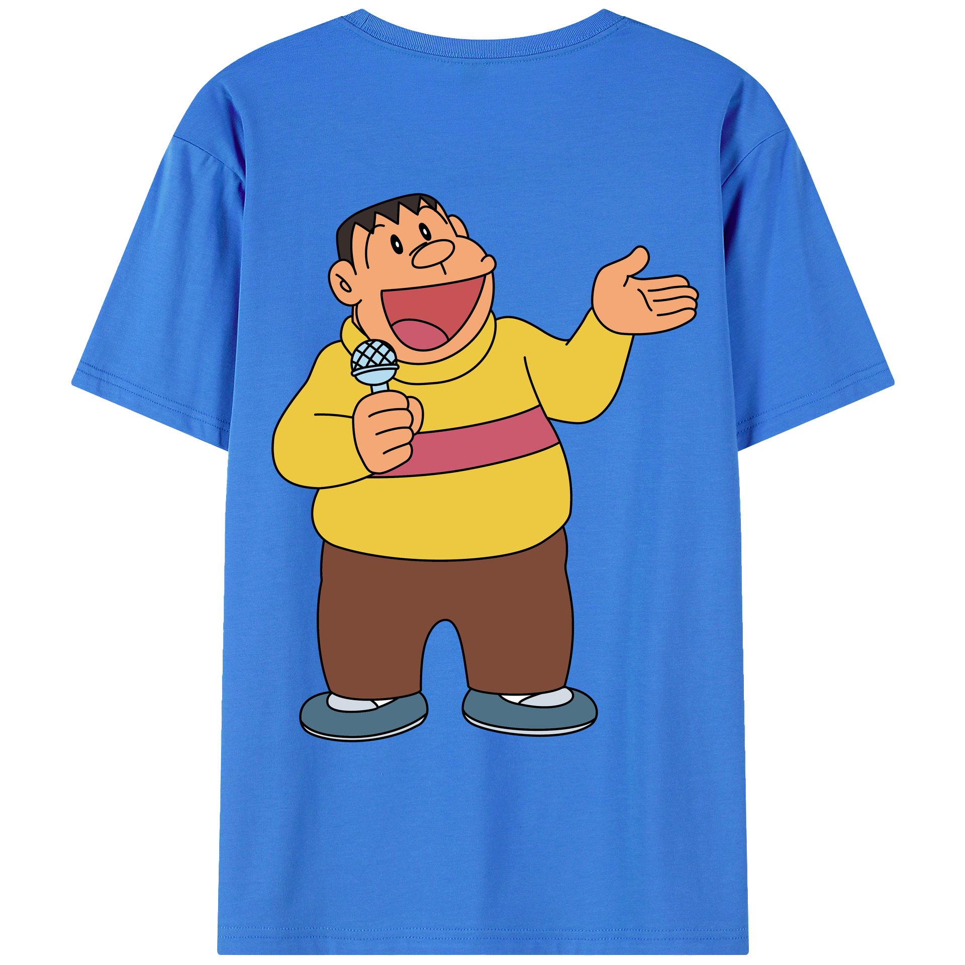 （画像用） ドラえもん 剛田武 Doraemon Gouta Takeshi 綿100％ メンズ半袖Tシャツ（バックプリント） 通気性