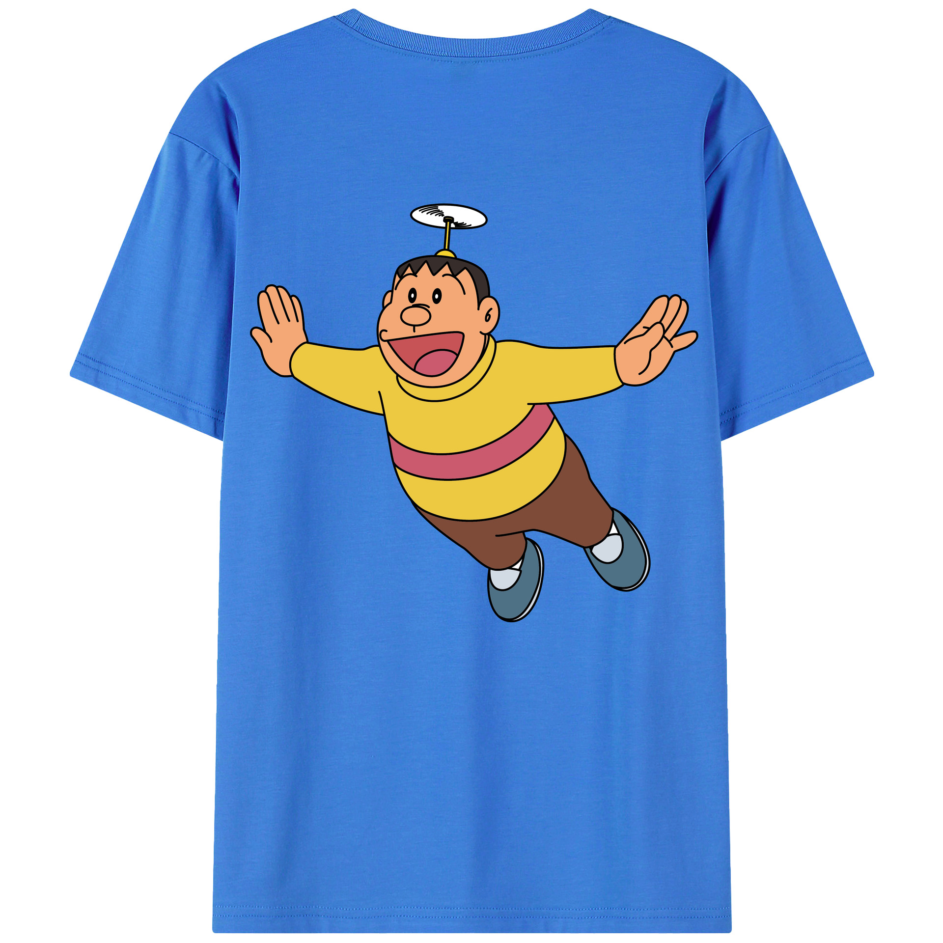 （画像用） ドラえもん 剛田武 Doraemon Gouta Takeshi 綿100％ メンズ半袖Tシャツ（バックプリント） 通気性