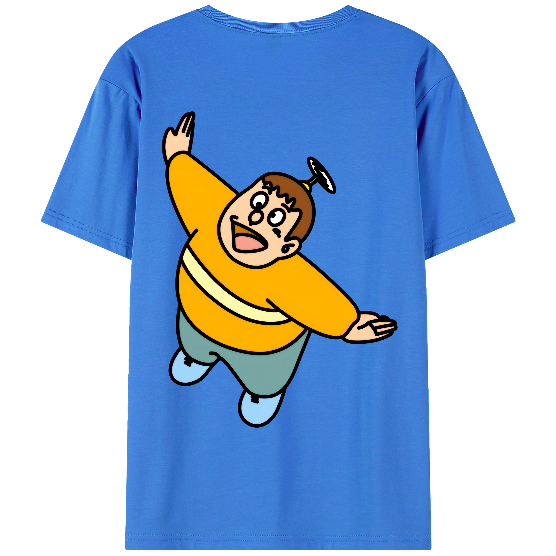 （画像用） ドラえもん 剛田武 Doraemon Gouta Takeshi 綿100％ メンズ半袖Tシャツ（バックプリント） 通気性