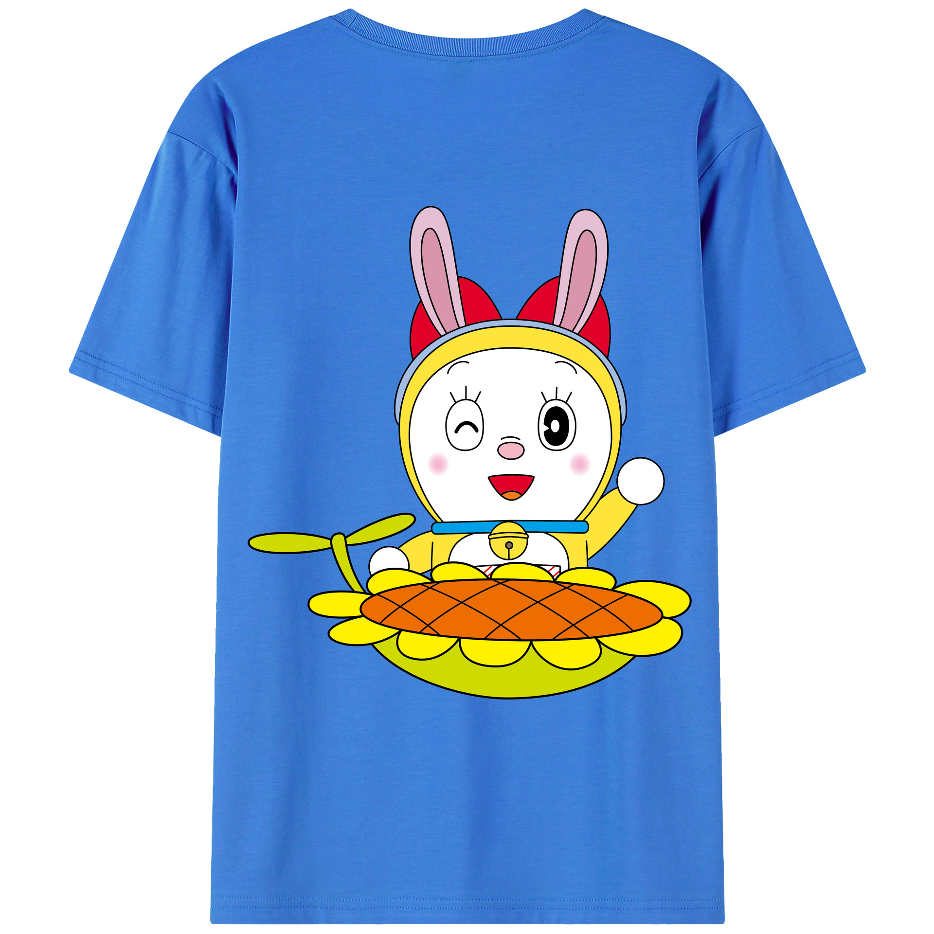 （画像用） ドラえもん ドラミ Doraemon Dorami 綿100％ メンズ半袖Tシャツ（バックプリント） 通気性