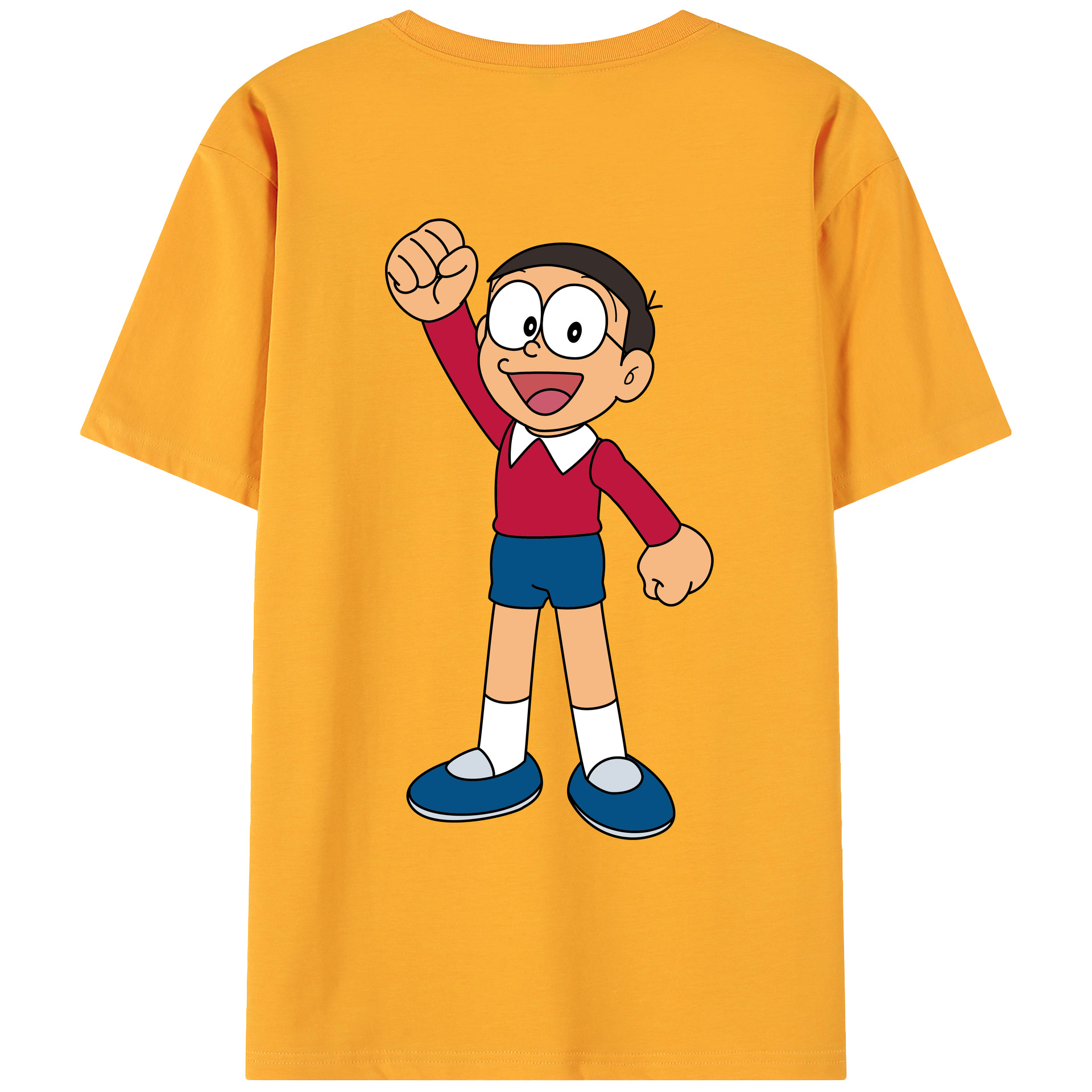 （画像用） ドラえもん 野比 のび太 Doraemon Nobita Nobi 綿100％ メンズ半袖Tシャツ（バックプリント） 通気性