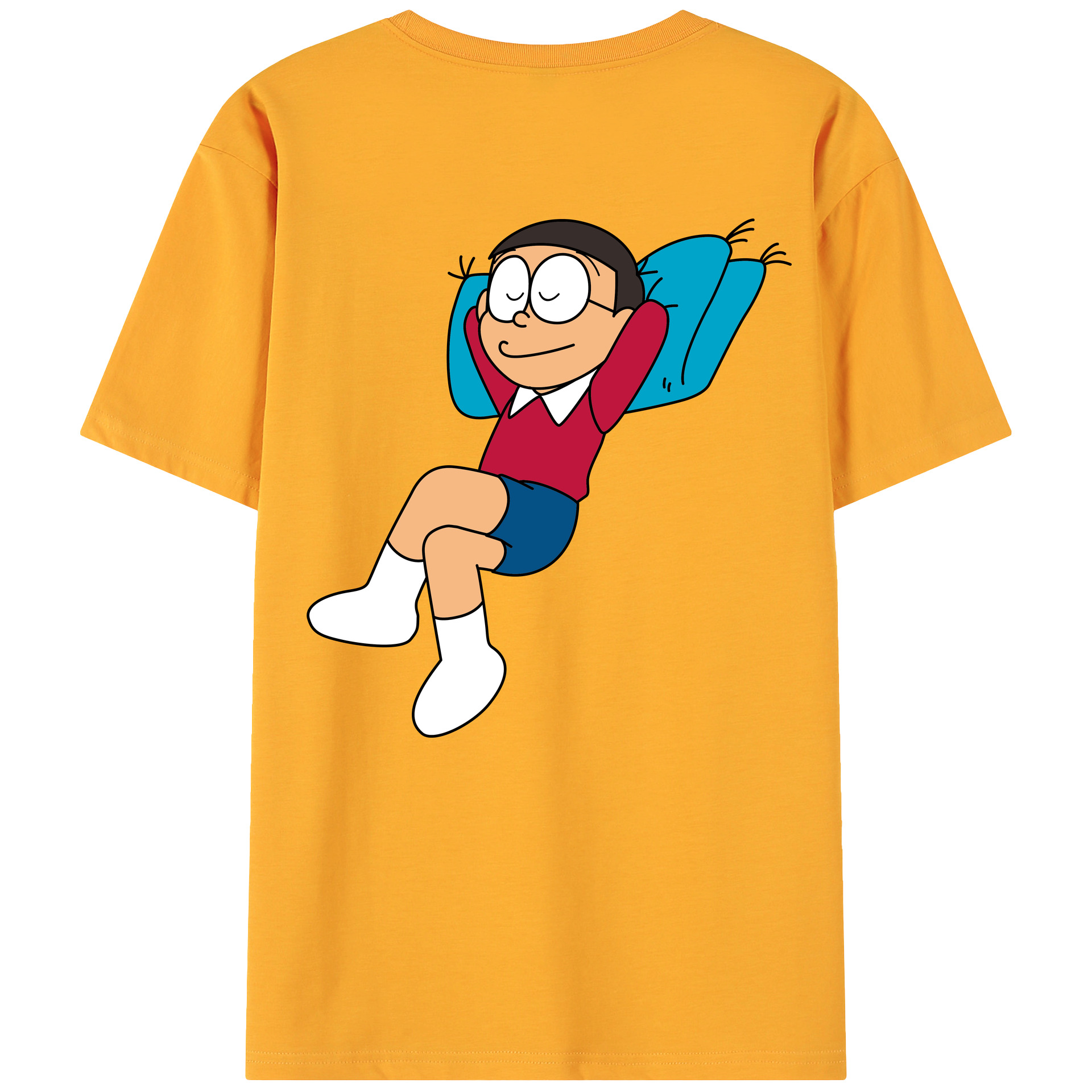 （画像用） ドラえもん 野比 のび太 Doraemon Nobita Nobi 綿100％ メンズ半袖Tシャツ（バックプリント） 通気性
