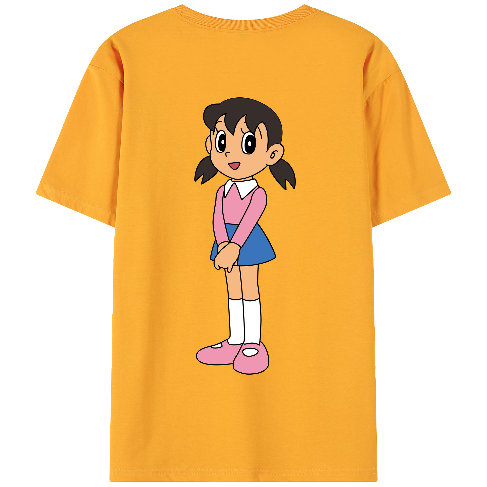 （画像用） ドラえもん みなもと しずか Doraemon Shizuka Minamoto 綿100％ メンズ半袖Tシャツ（バックプリント） 通気性