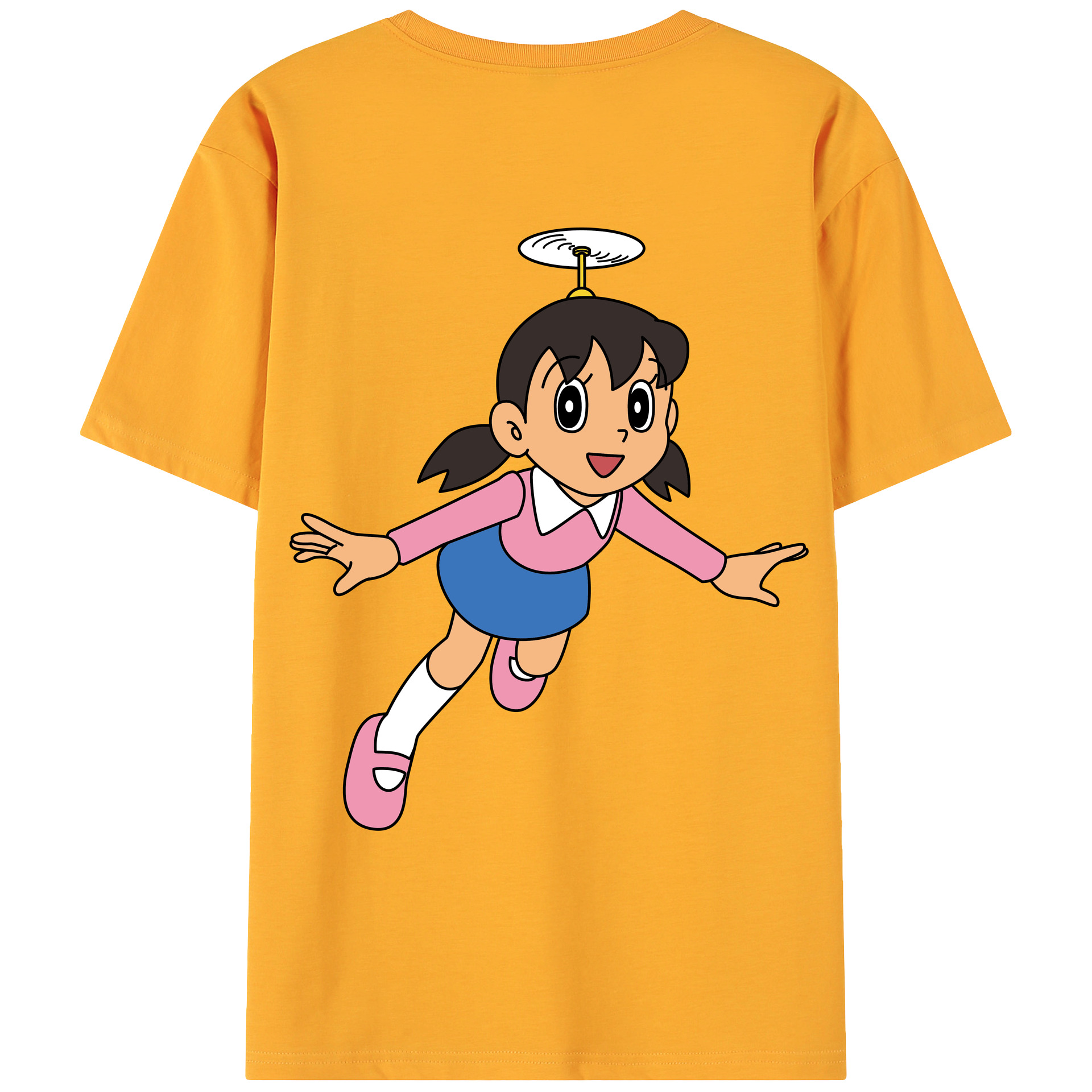 （画像用） ドラえもん みなもと しずか Doraemon Shizuka Minamoto 綿100％ メンズ半袖Tシャツ（バックプリント） 通気性