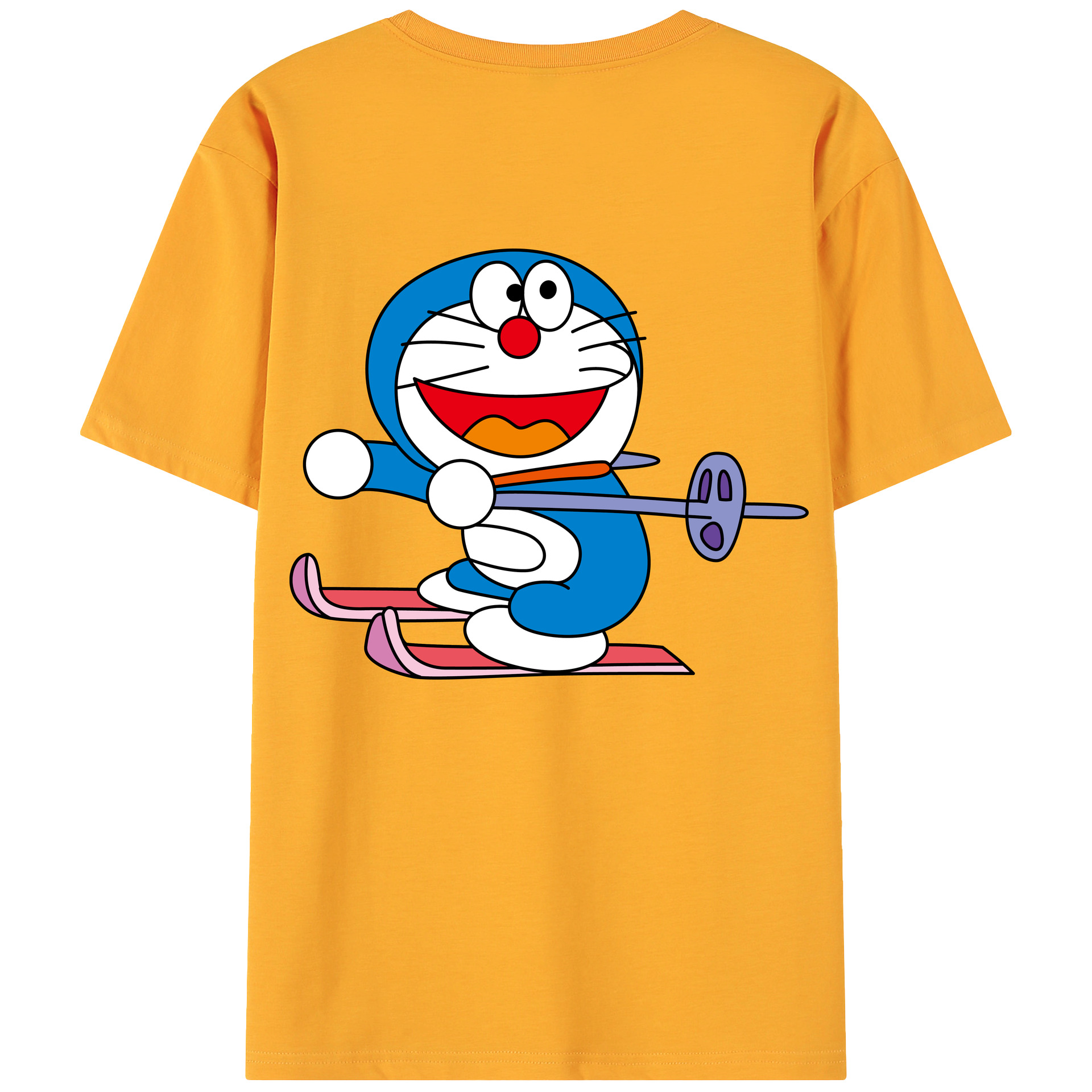 （画像用） ドラえもん Doraemon 綿100％ メンズ半袖Tシャツ（バックプリント） 通気性