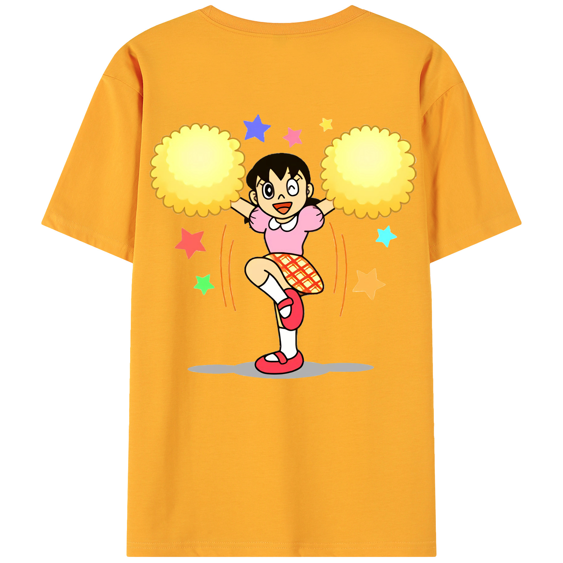 （画像用） ドラえもん みなもと しずか Doraemon Shizuka Minamoto 綿100％ メンズ半袖Tシャツ（バックプリント） 通気性