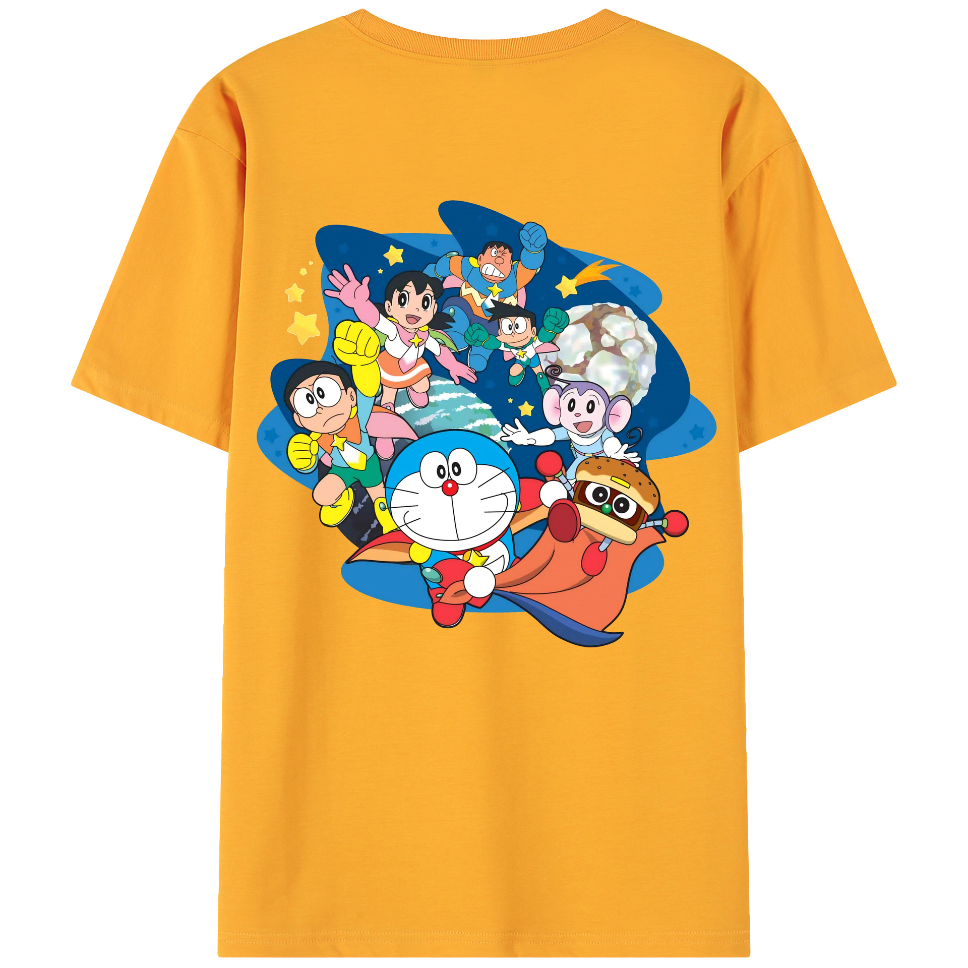 （画像用） ドラえもん Doraemon 綿100％ メンズ半袖Tシャツ（バックプリント） 通気性