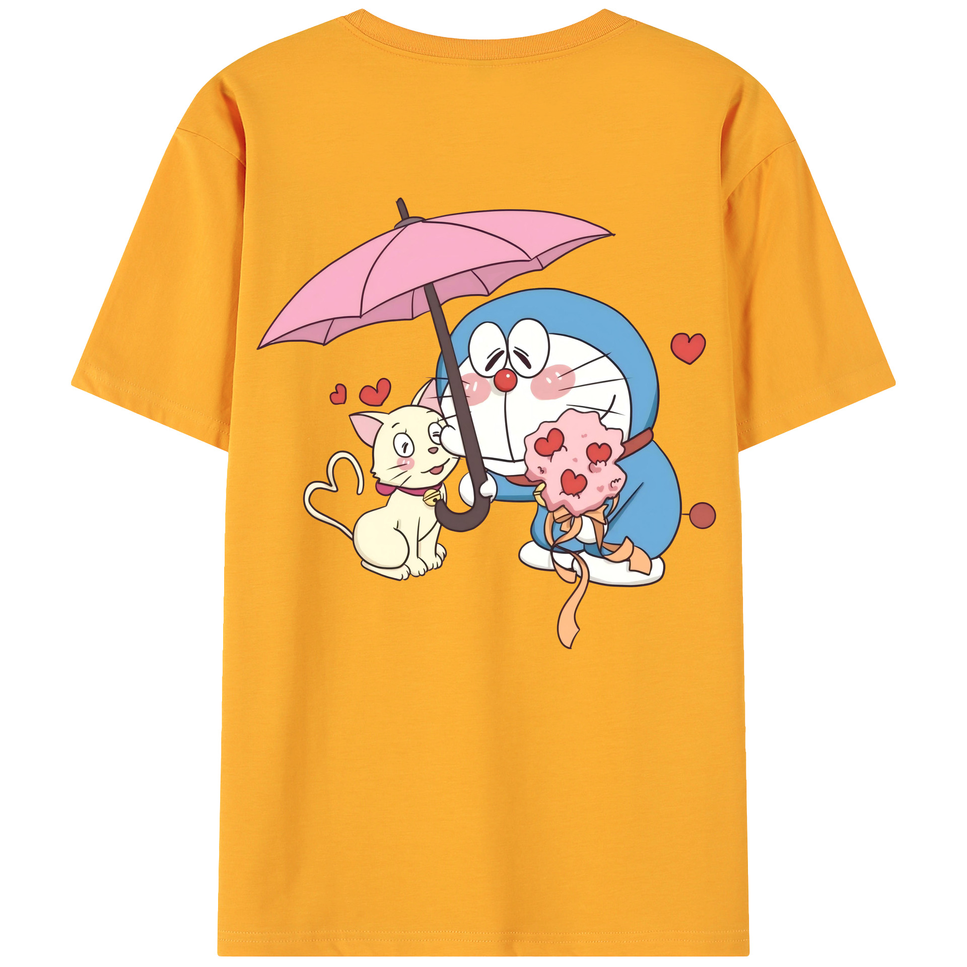 （画像用） ドラえもん Doraemon 綿100％ メンズ半袖Tシャツ（バックプリント） 通気性
