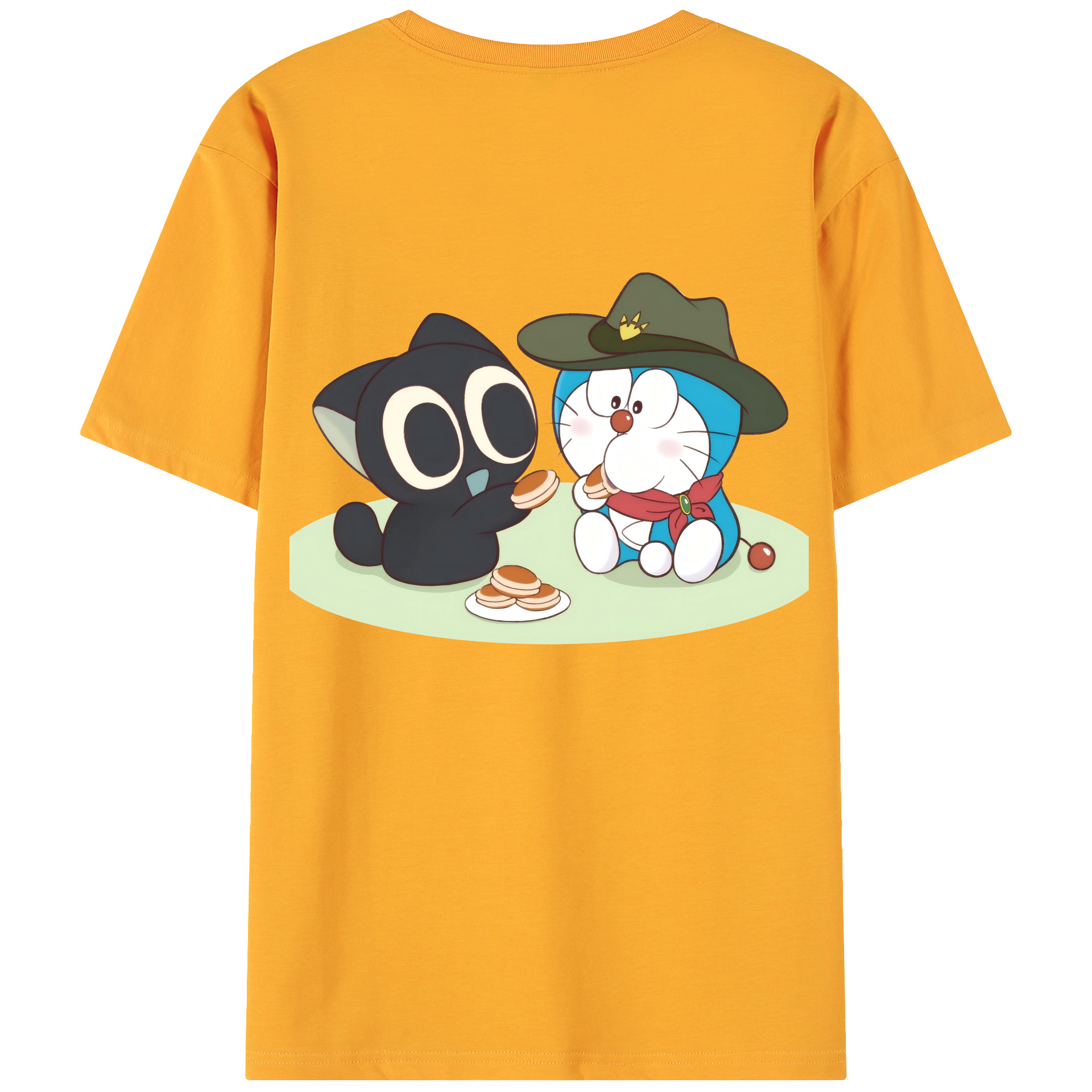 （画像用） ドラえもん Doraemon 綿100％ メンズ半袖Tシャツ（バックプリント） 通気性
