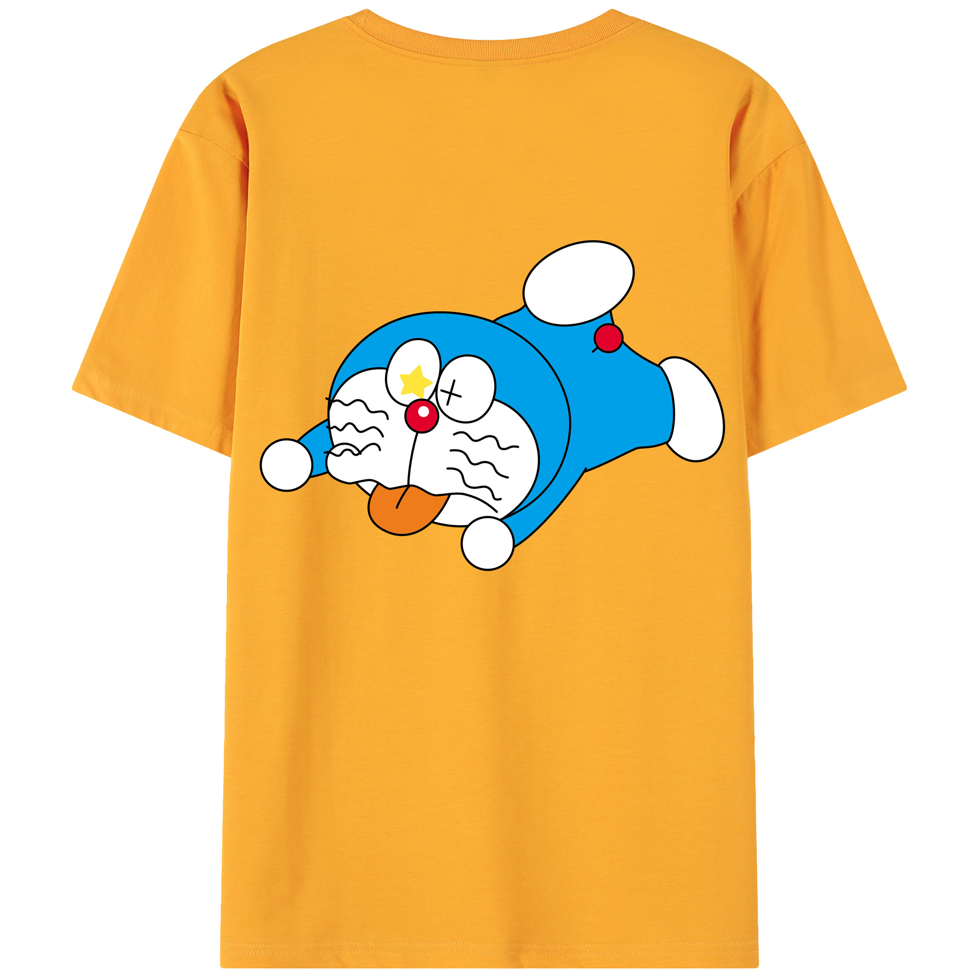 （画像用） ドラえもん Doraemon 綿100％ メンズ半袖Tシャツ（バックプリント） 通気性