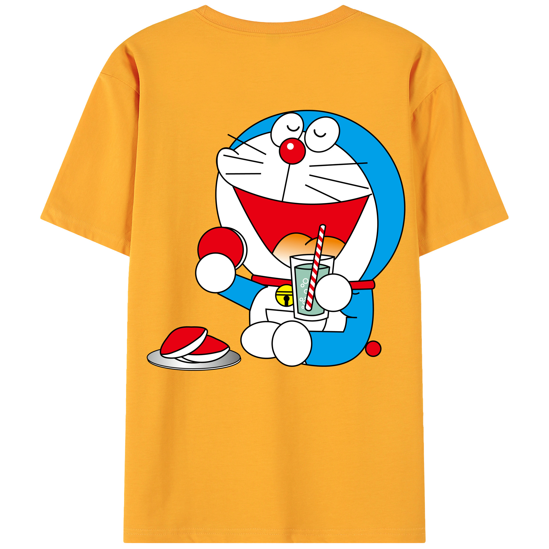 （画像用） ドラえもん Doraemon 綿100％ メンズ半袖Tシャツ（バックプリント） 通気性