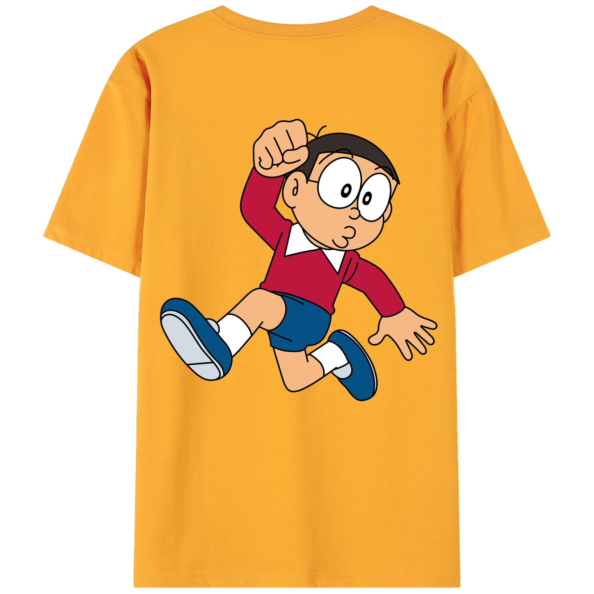 （画像用） ドラえもん 野比 のび太 Doraemon Nobita Nobi 綿100％ メンズ半袖Tシャツ（バックプリント） 通気性