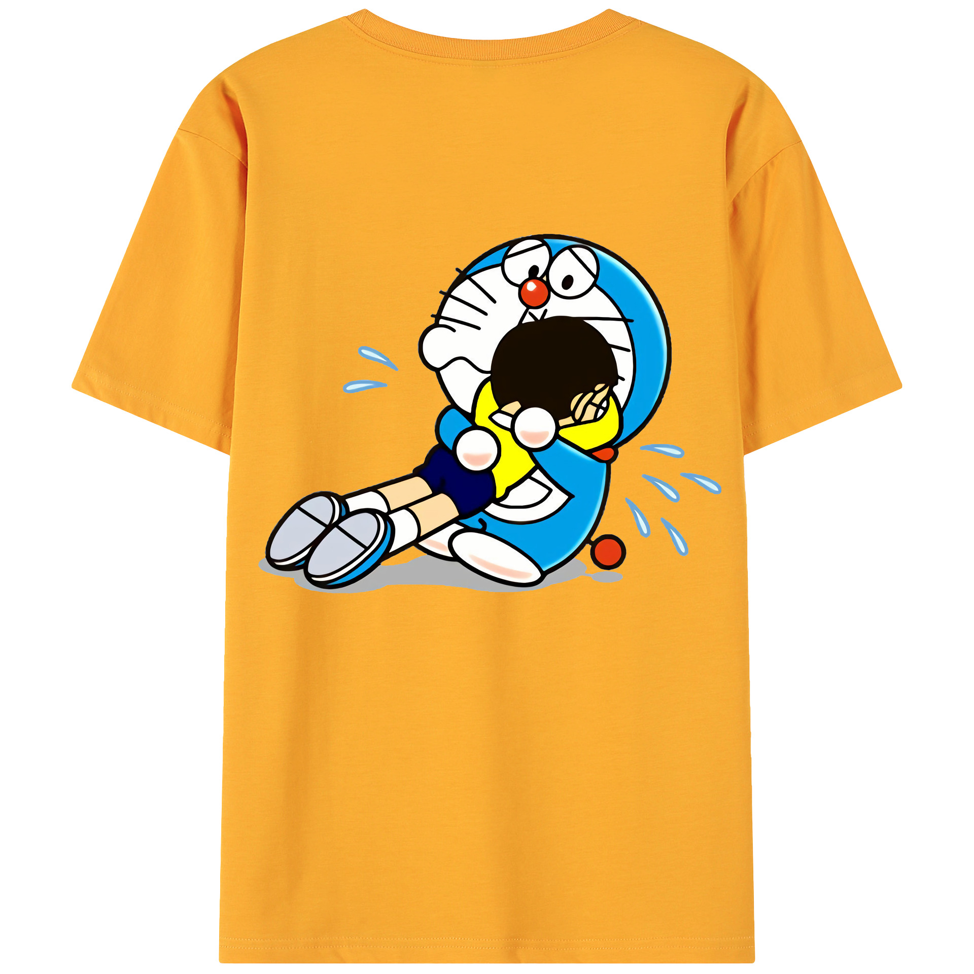 （画像用） ドラえもん Doraemon 綿100％ メンズ半袖Tシャツ（バックプリント） 通気性