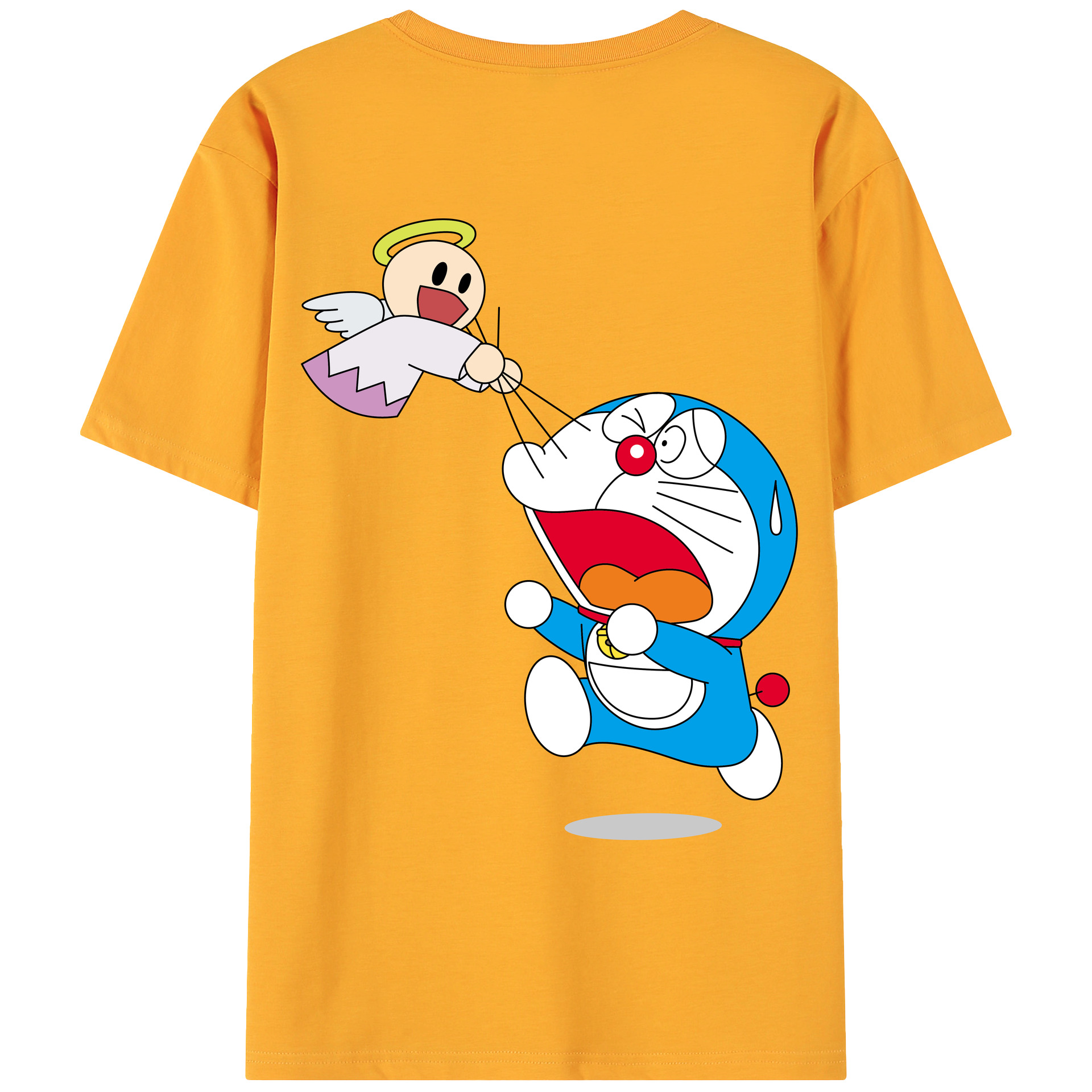 （画像用） ドラえもん Doraemon 綿100％ メンズ半袖Tシャツ（バックプリント） 通気性
