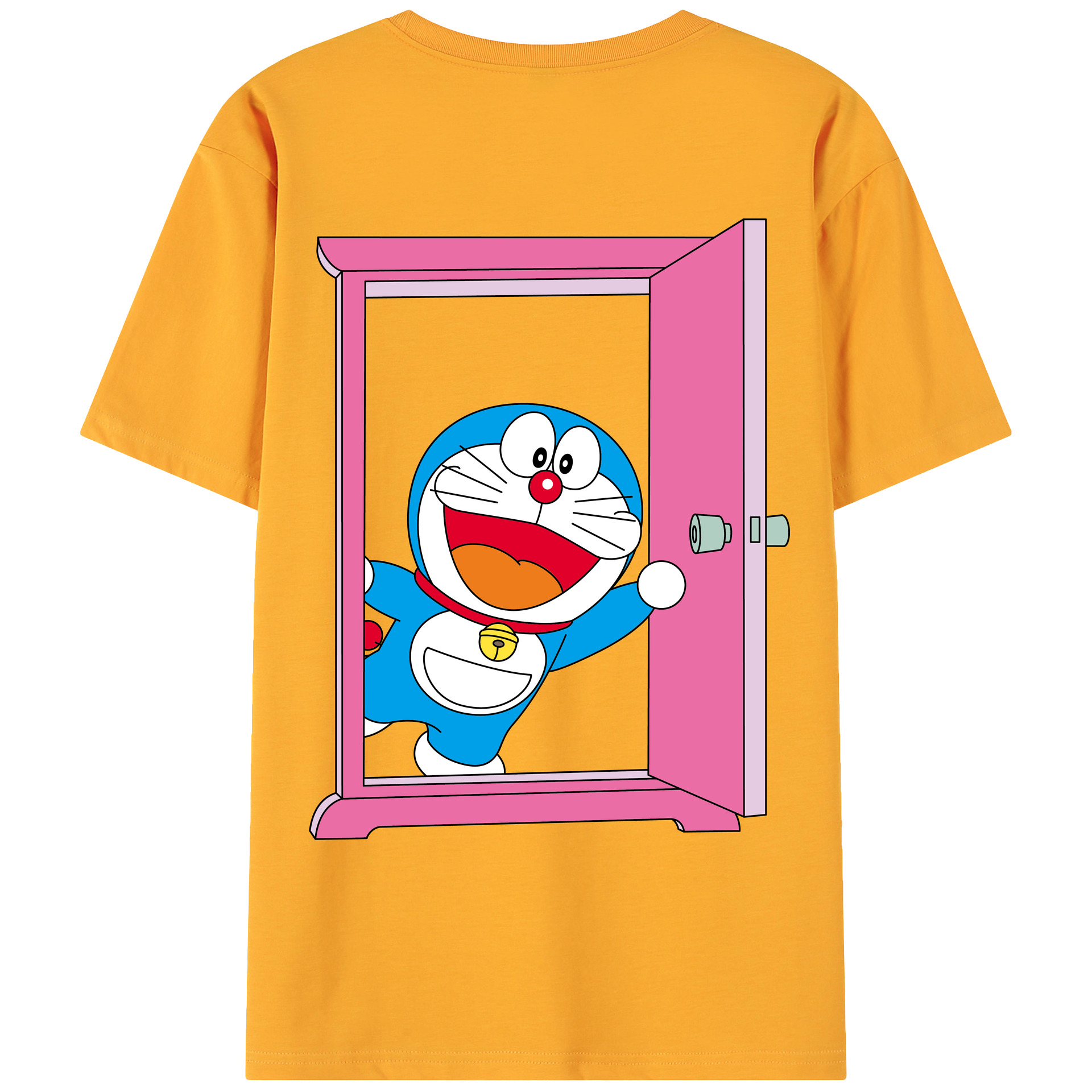 （画像用） ドラえもん Doraemon 綿100％ メンズ半袖Tシャツ（バックプリント） 通気性