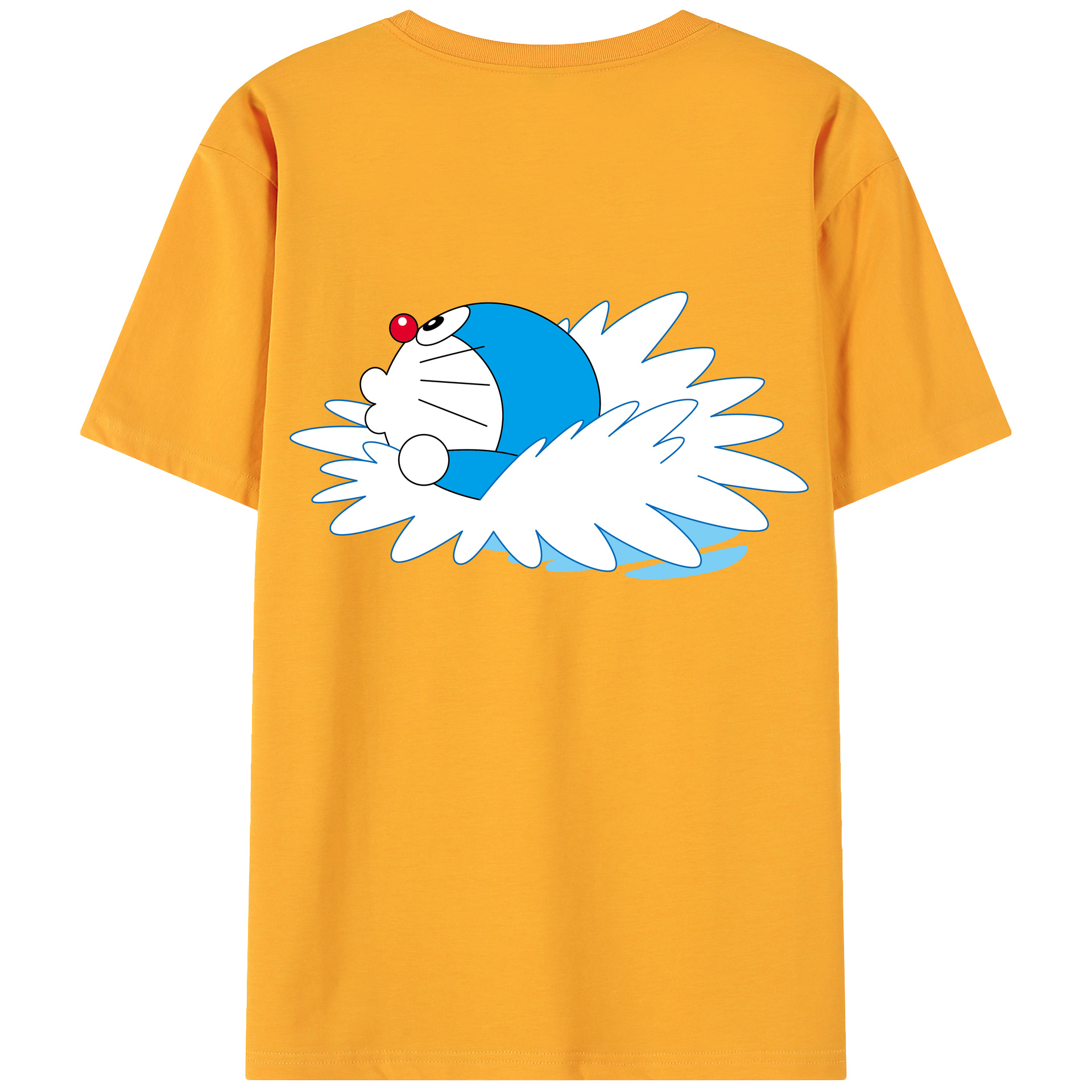 （画像用） ドラえもん Doraemon 綿100％ メンズ半袖Tシャツ（バックプリント） 通気性