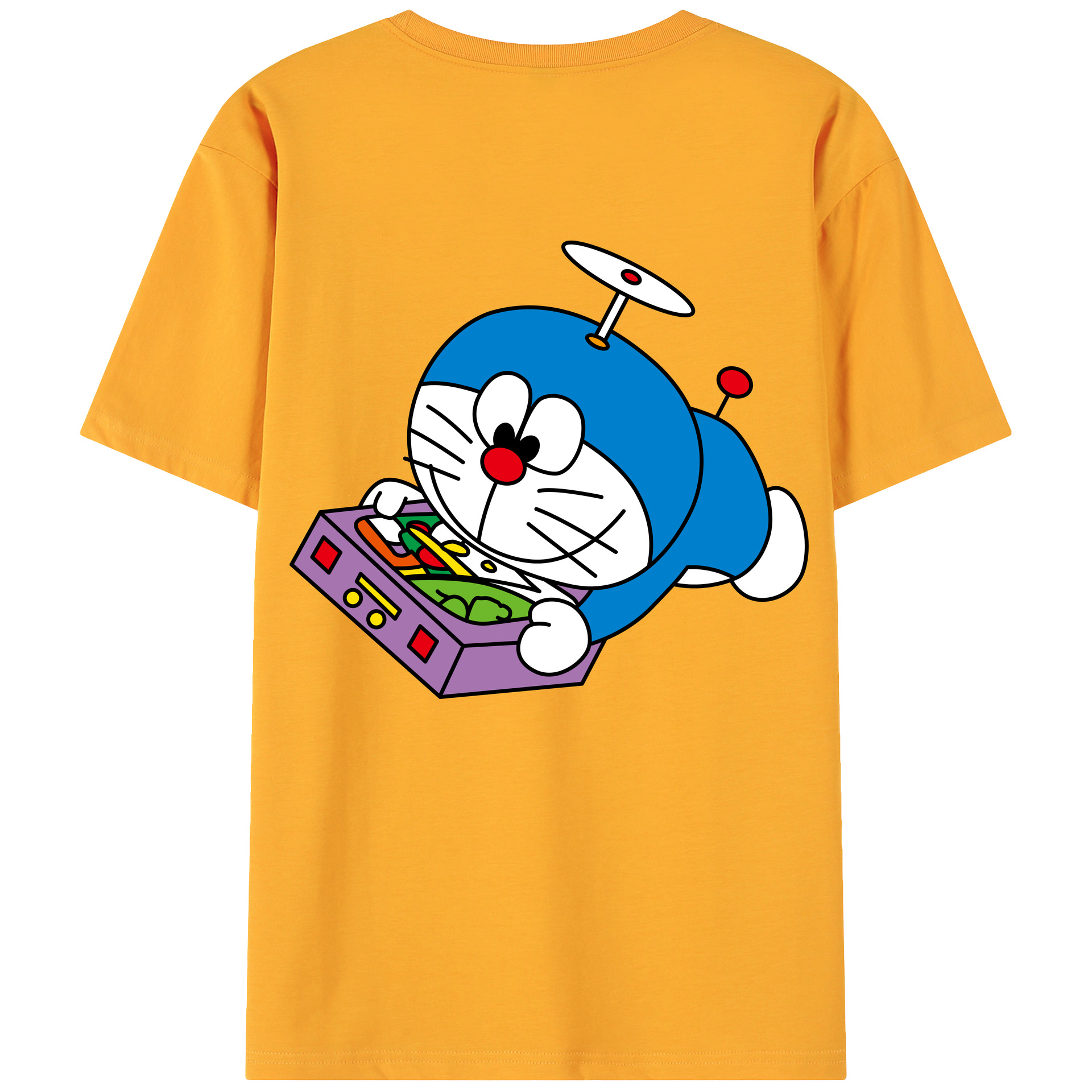 （画像用） ドラえもん Doraemon 綿100％ メンズ半袖Tシャツ（バックプリント） 通気性