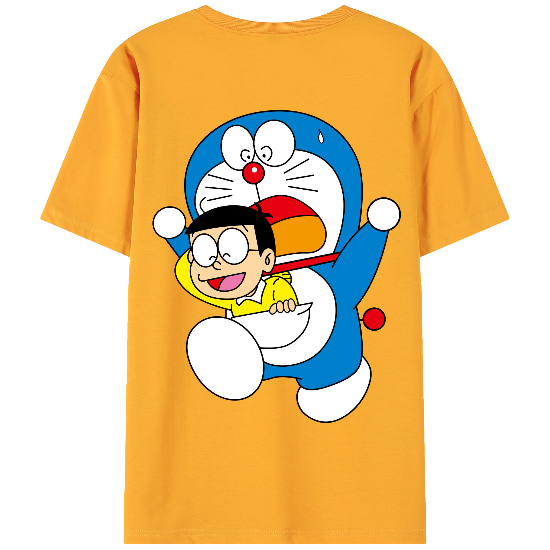 （画像用） ドラえもん Doraemon 綿100％ メンズ半袖Tシャツ（バックプリント） 通気性