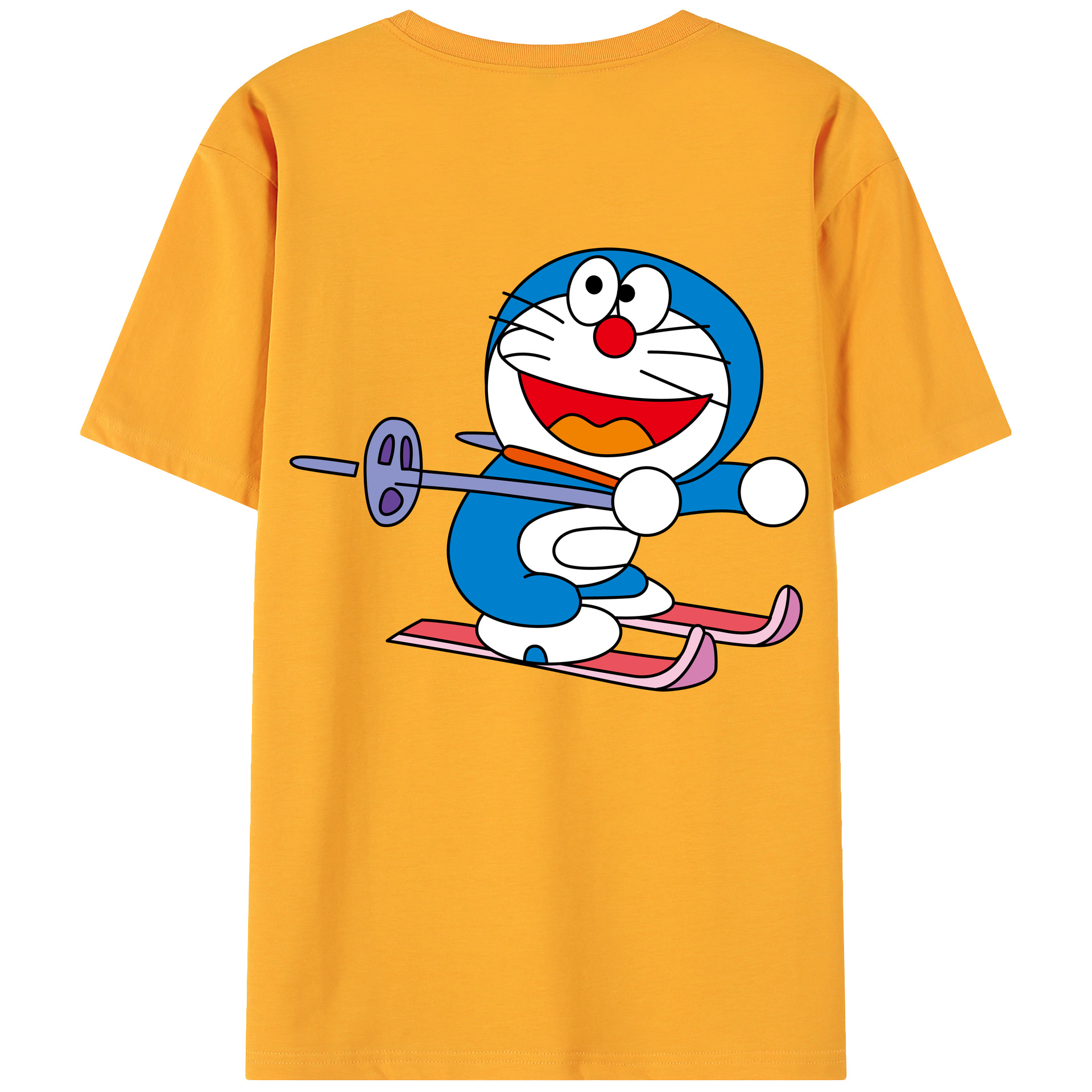 （画像用） ドラえもん Doraemon 綿100％ メンズ半袖Tシャツ（バックプリント） 通気性