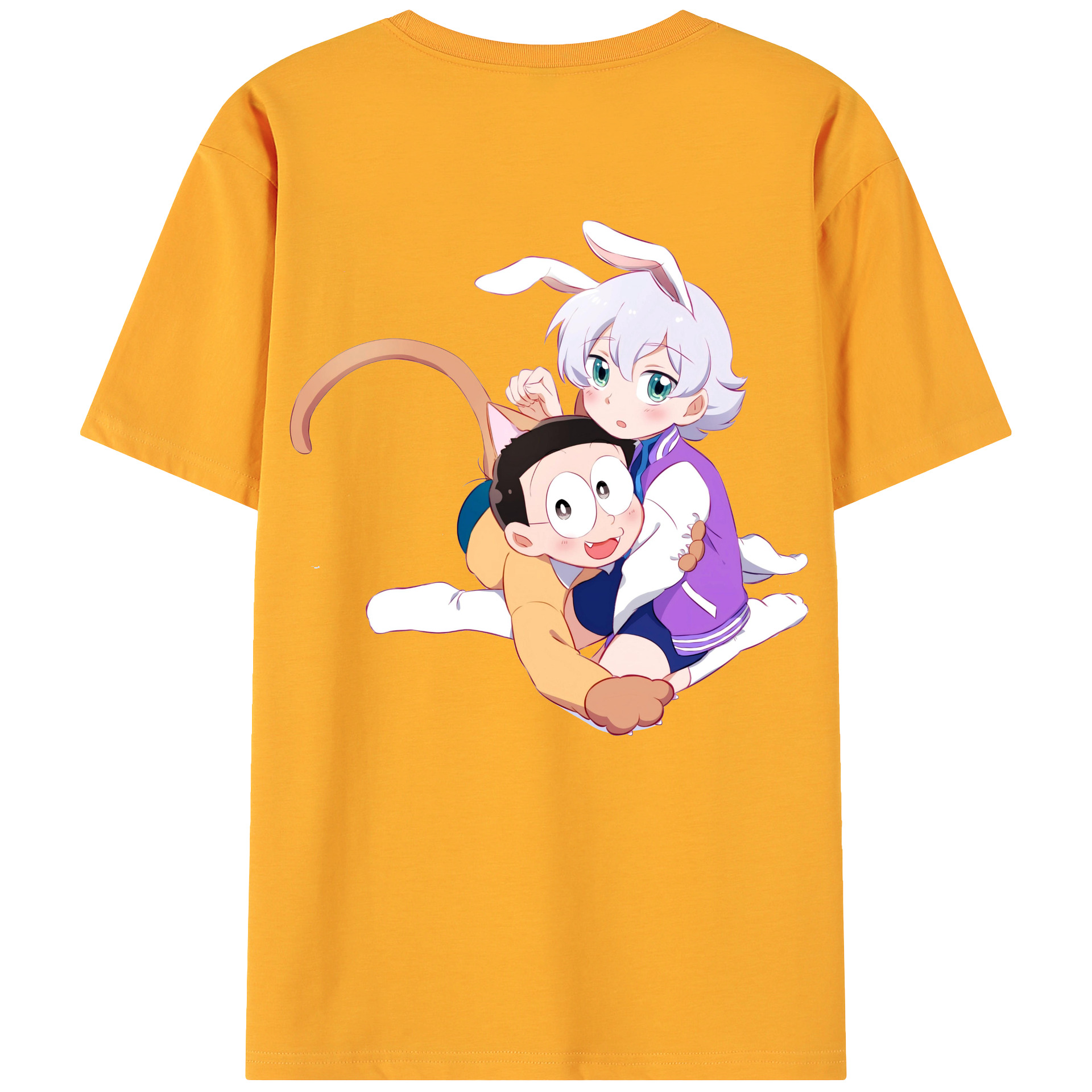 （画像用） ドラえもん 野比 のび太 Doraemon Nobita Nobi 綿100％ メンズ半袖Tシャツ（バックプリント） 通気性