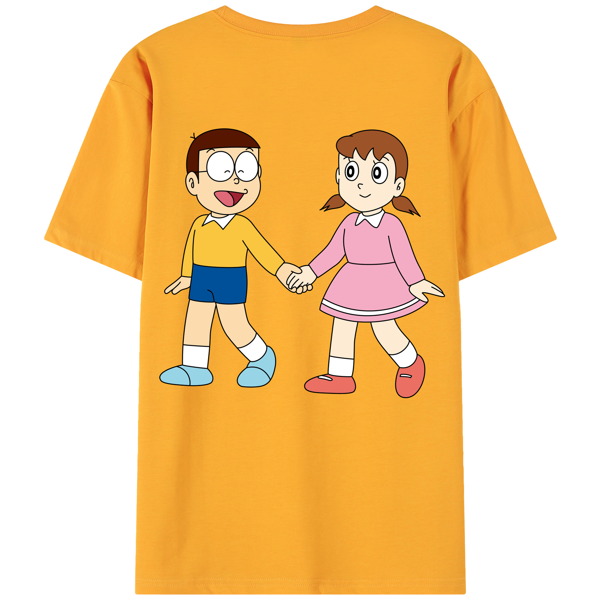 （画像用） ドラえもん 野比 のび太 Doraemon Nobita Nobi 綿100％ メンズ半袖Tシャツ（バックプリント） 通気性