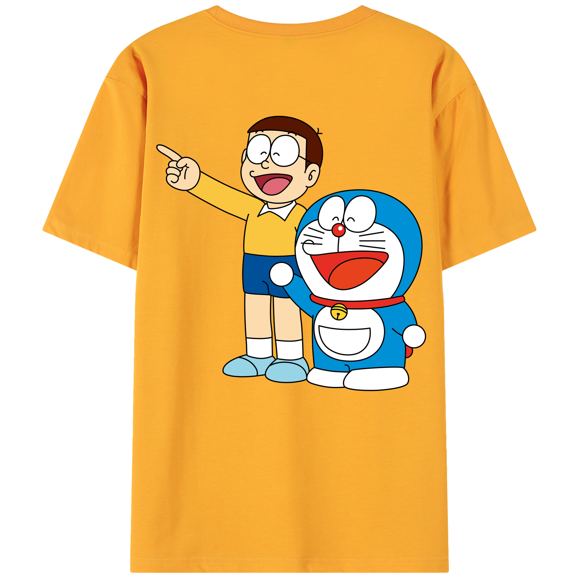 （画像用） ドラえもん 野比 のび太 Doraemon Nobita Nobi 綿100％ メンズ半袖Tシャツ（バックプリント） 通気性