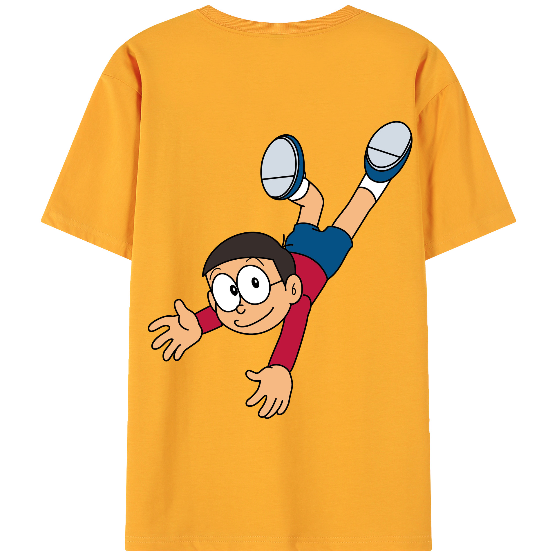 （画像用） ドラえもん 野比 のび太 Doraemon Nobita Nobi 綿100％ メンズ半袖Tシャツ（バックプリント） 通気性