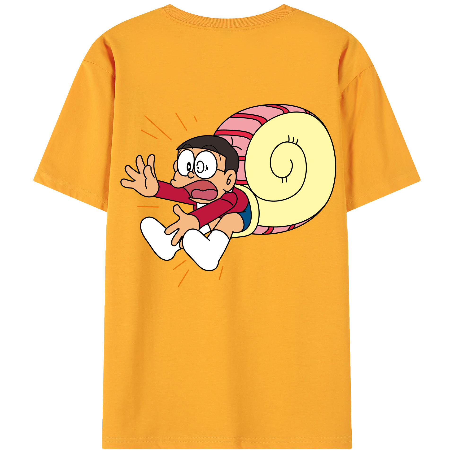 （画像用） ドラえもん 野比 のび太 Doraemon Nobita Nobi 綿100％ メンズ半袖Tシャツ（バックプリント） 通気性