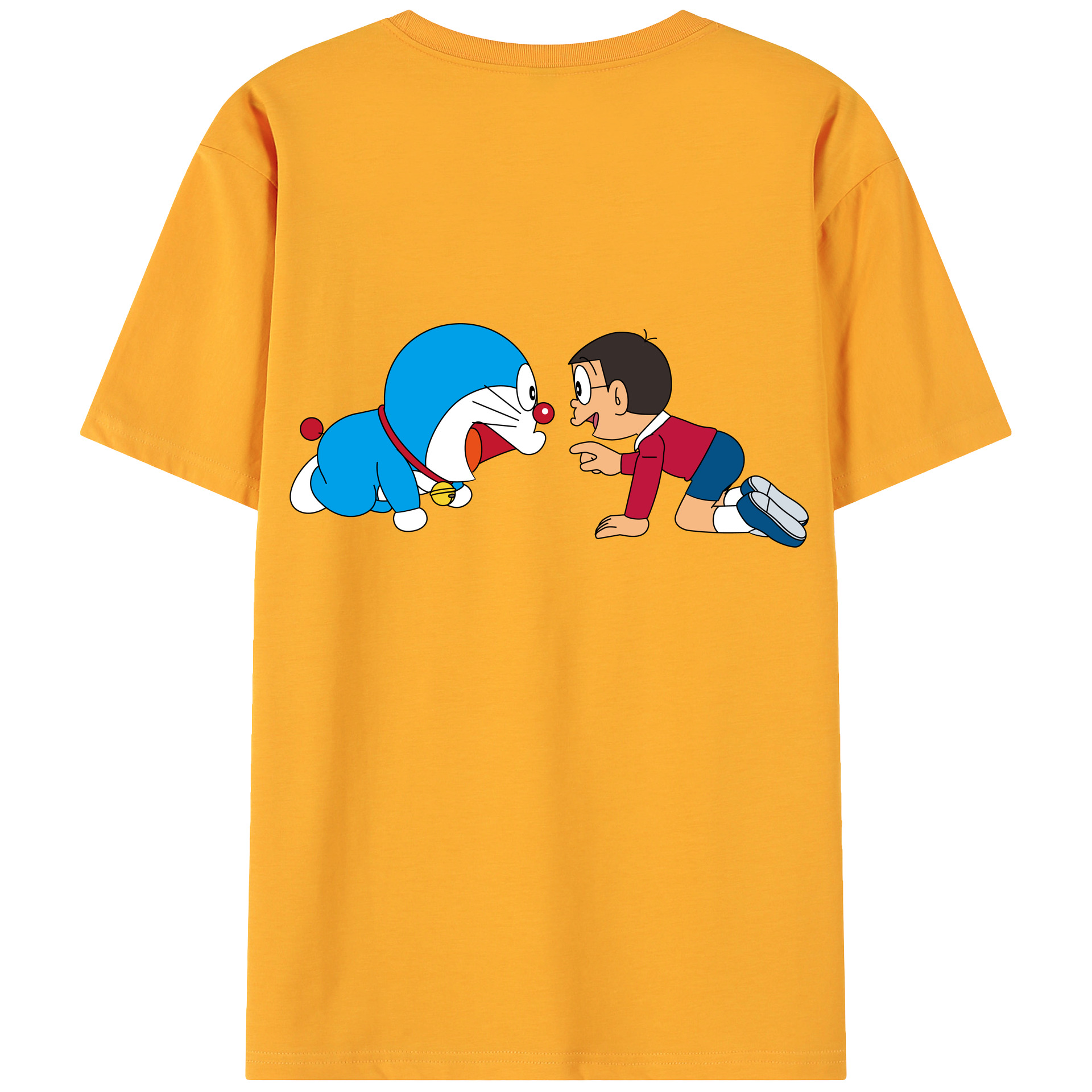 （画像用） ドラえもん 野比 のび太 Doraemon Nobita Nobi 綿100％ メンズ半袖Tシャツ（バックプリント） 通気性