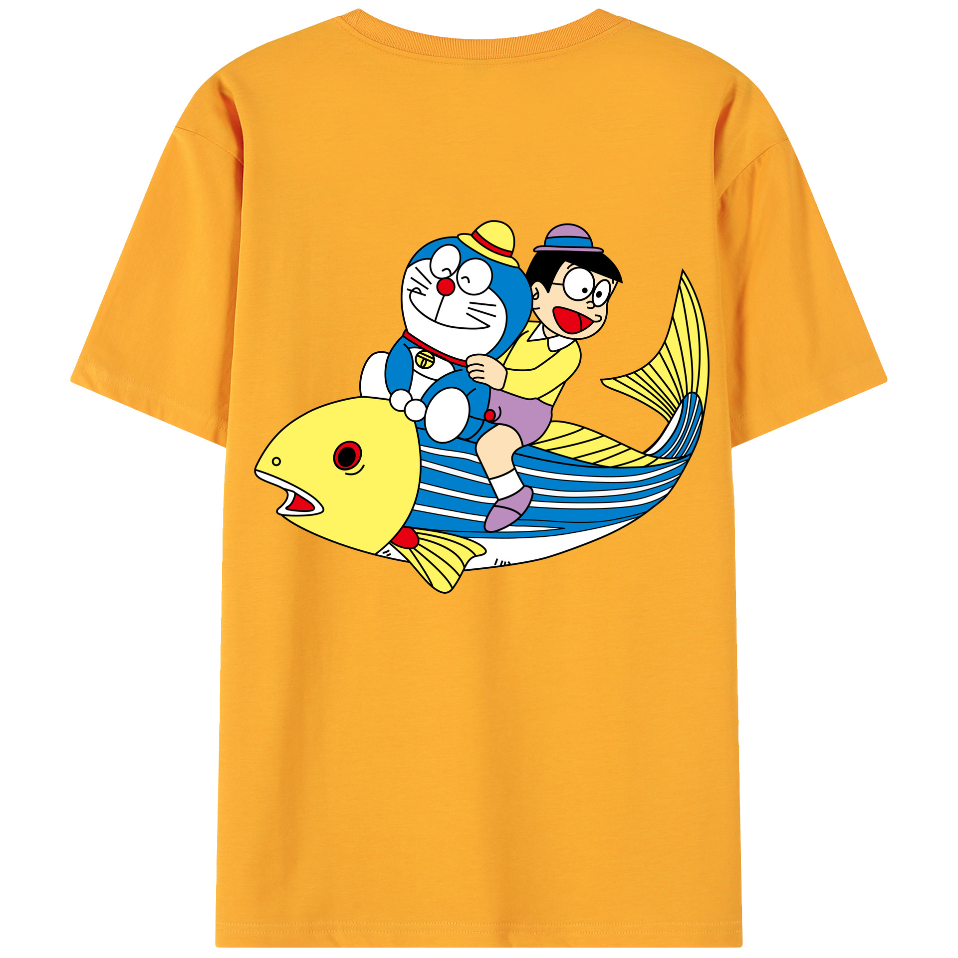 （画像用） ドラえもん 野比 のび太 Doraemon Nobita Nobi 綿100％ メンズ半袖Tシャツ（バックプリント） 通気性