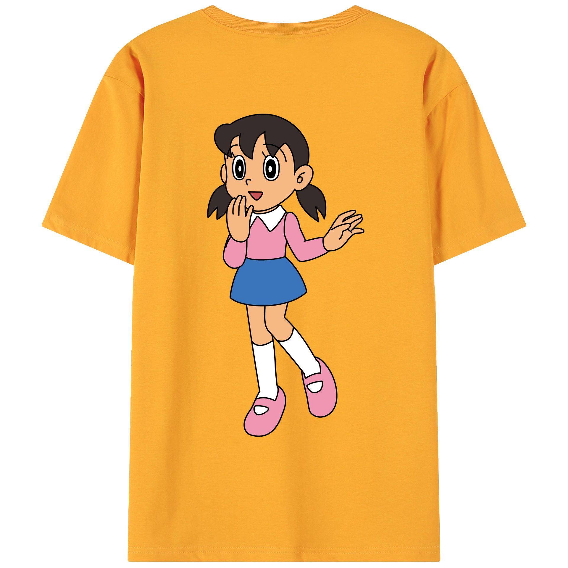 （画像用） ドラえもん みなもと しずか Doraemon Shizuka Minamoto 綿100％ メンズ半袖Tシャツ（バックプリント） 通気性