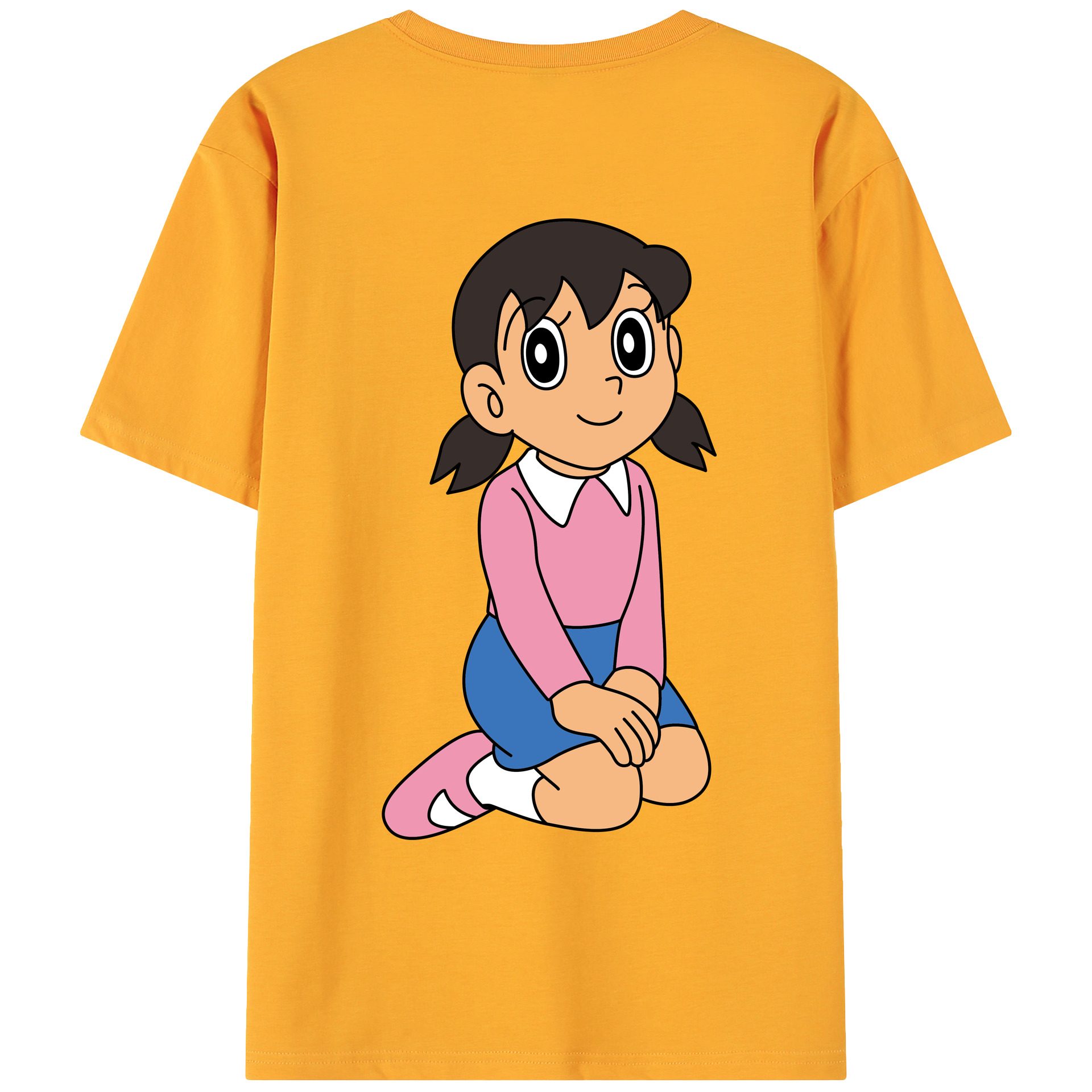 （画像用） ドラえもん みなもと しずか Doraemon Shizuka Minamoto 綿100％ メンズ半袖Tシャツ（バックプリント） 通気性