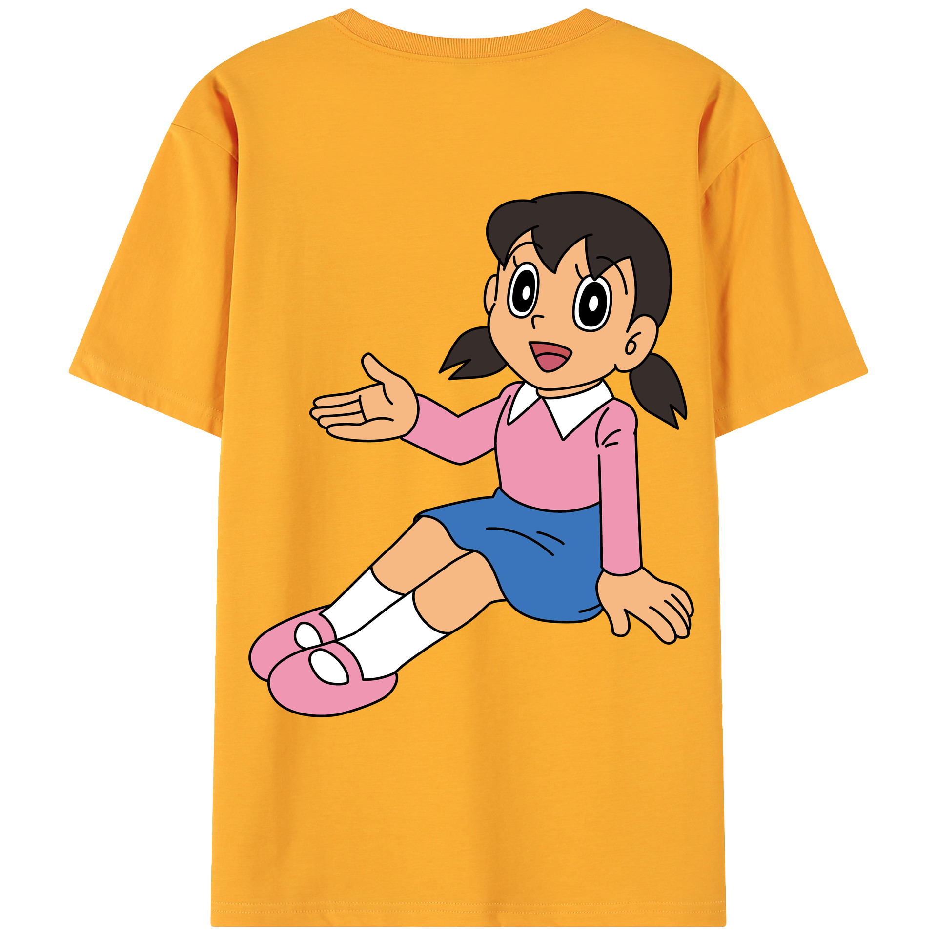 （画像用） ドラえもん みなもと しずか Doraemon Shizuka Minamoto 綿100％ メンズ半袖Tシャツ（バックプリント） 通気性