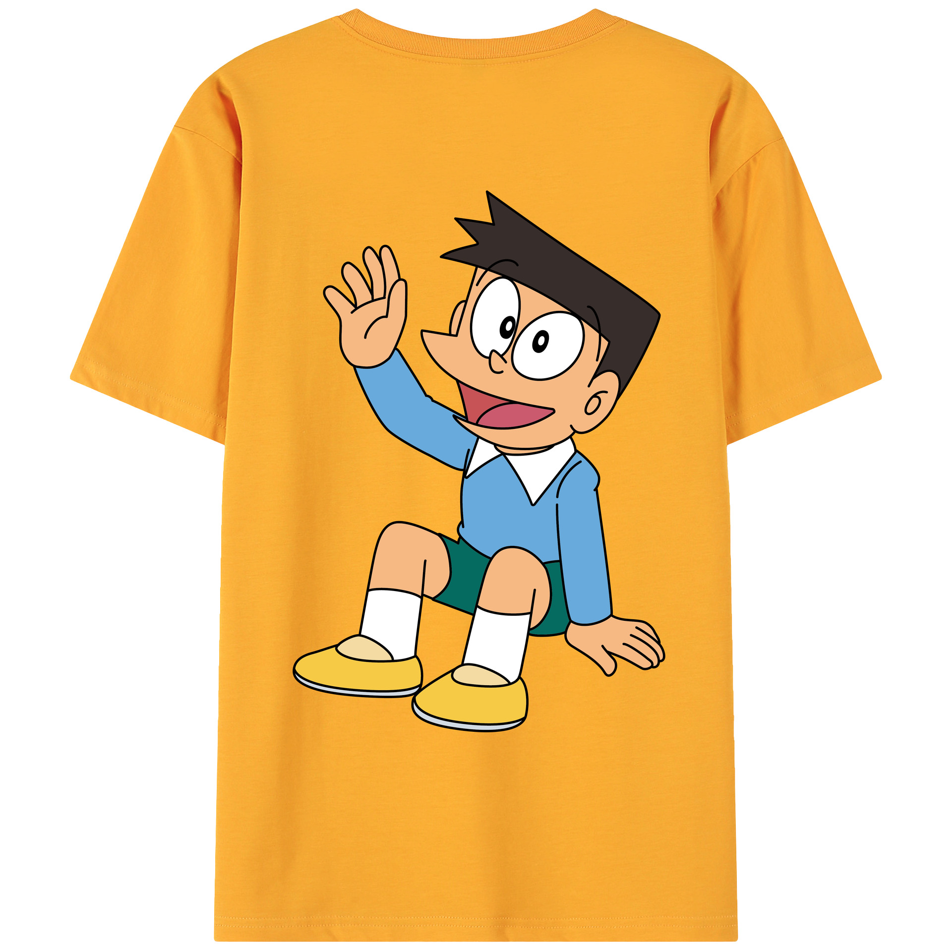 （画像用） ドラえもん 骨川 スネ夫 Doraemon Honekawa Suneo 綿100％ メンズ半袖Tシャツ（バックプリント） 通気性