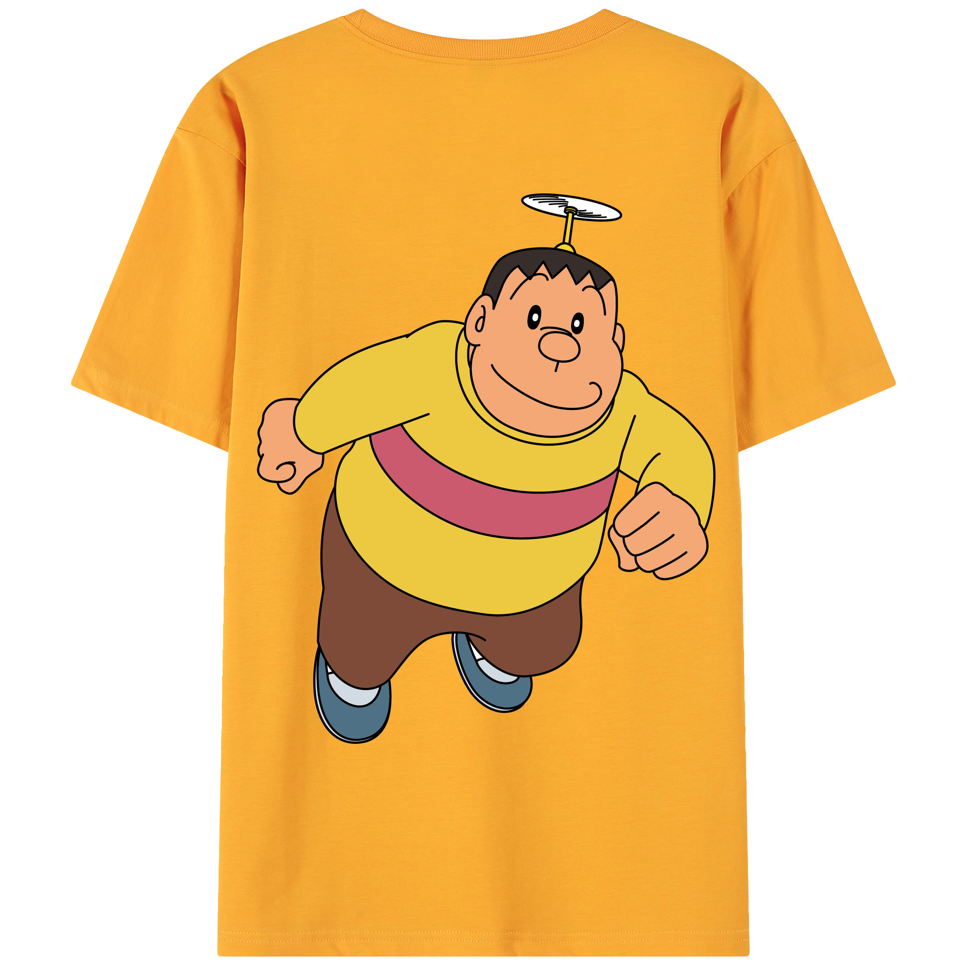 （画像用） ドラえもん 剛田武 Doraemon Gouta Takeshi 綿100％ メンズ半袖Tシャツ（バックプリント） 通気性