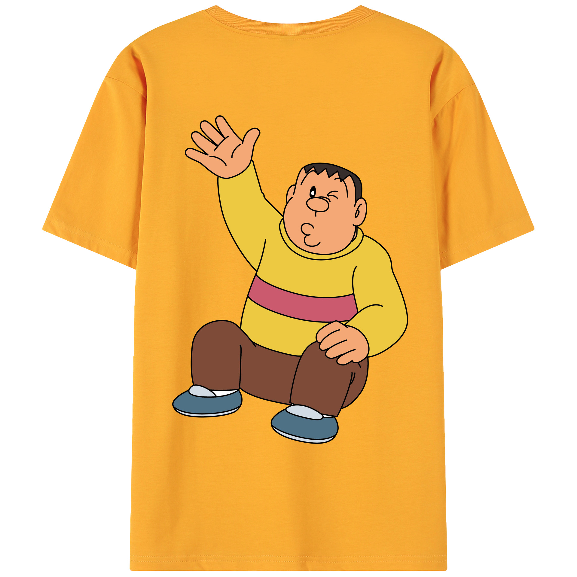 （画像用） ドラえもん 剛田武 Doraemon Gouta Takeshi 綿100％ メンズ半袖Tシャツ（バックプリント） 通気性