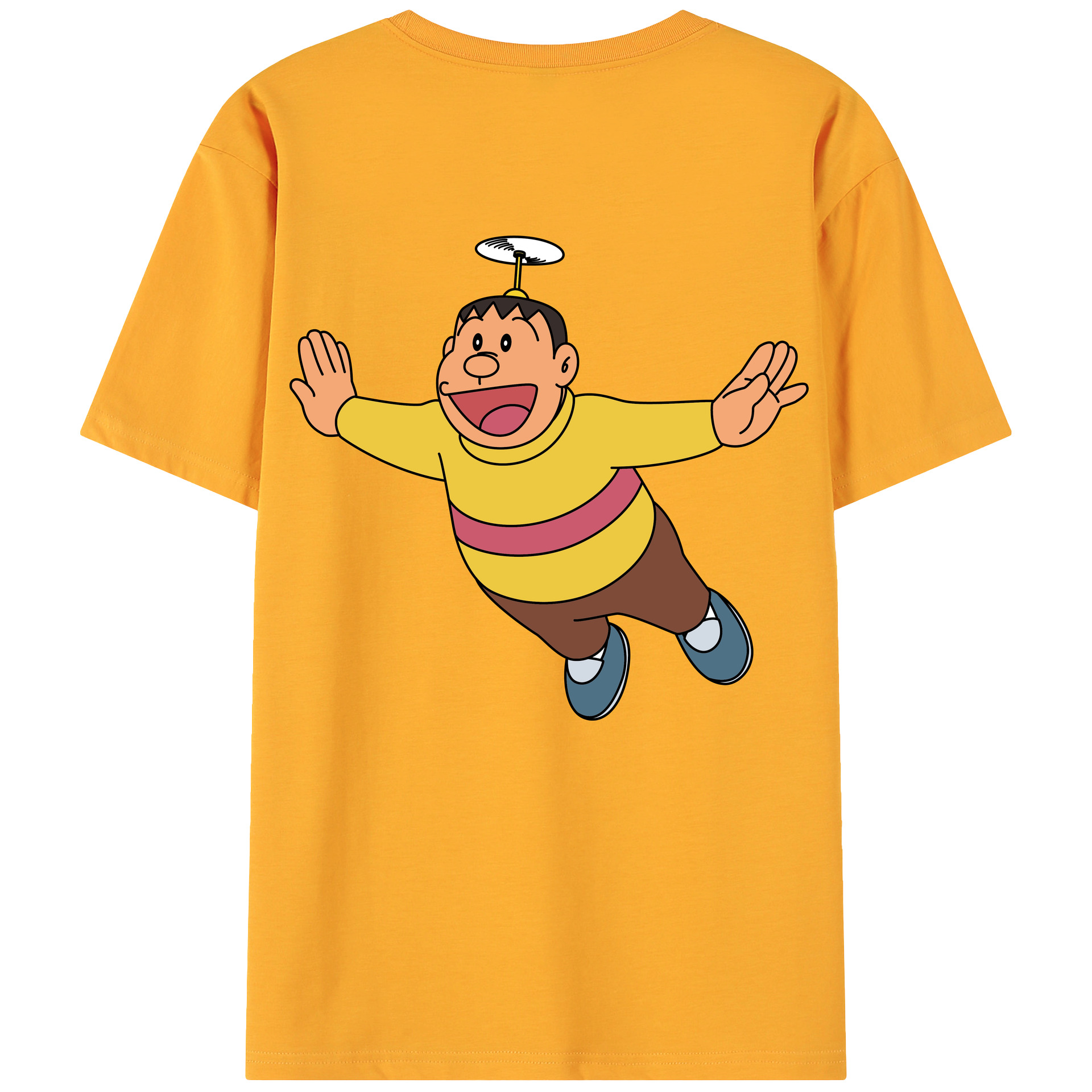 （画像用） ドラえもん 剛田武 Doraemon Gouta Takeshi 綿100％ メンズ半袖Tシャツ（バックプリント） 通気性