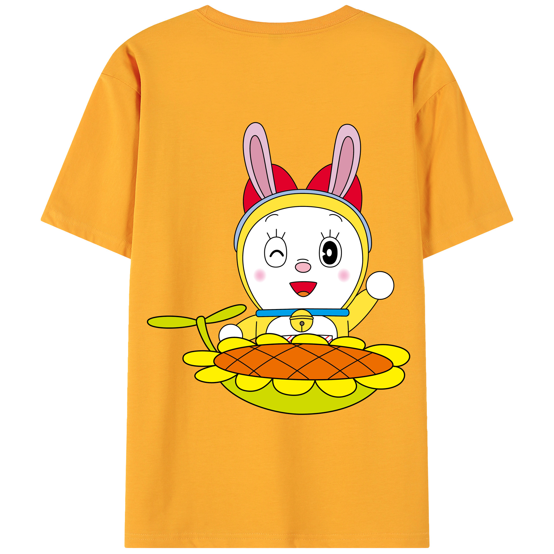 （画像用） ドラえもん ドラミ Doraemon Dorami 綿100％ メンズ半袖Tシャツ（バックプリント） 通気性