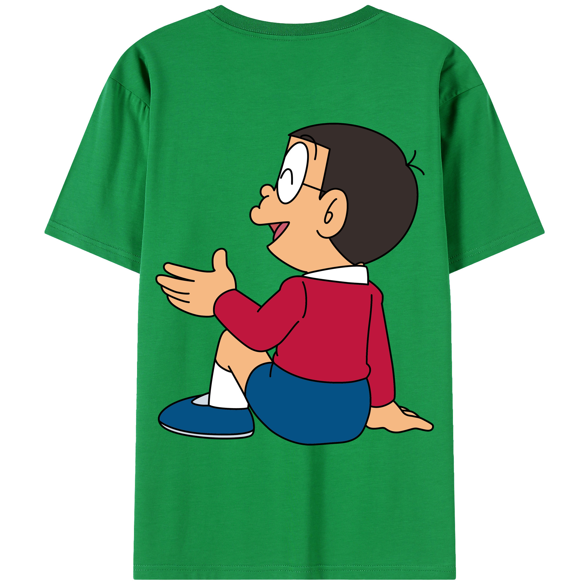 （画像用） ドラえもん 野比 のび太 Doraemon Nobita Nobi 綿100％ メンズ半袖Tシャツ（バックプリント） 通気性