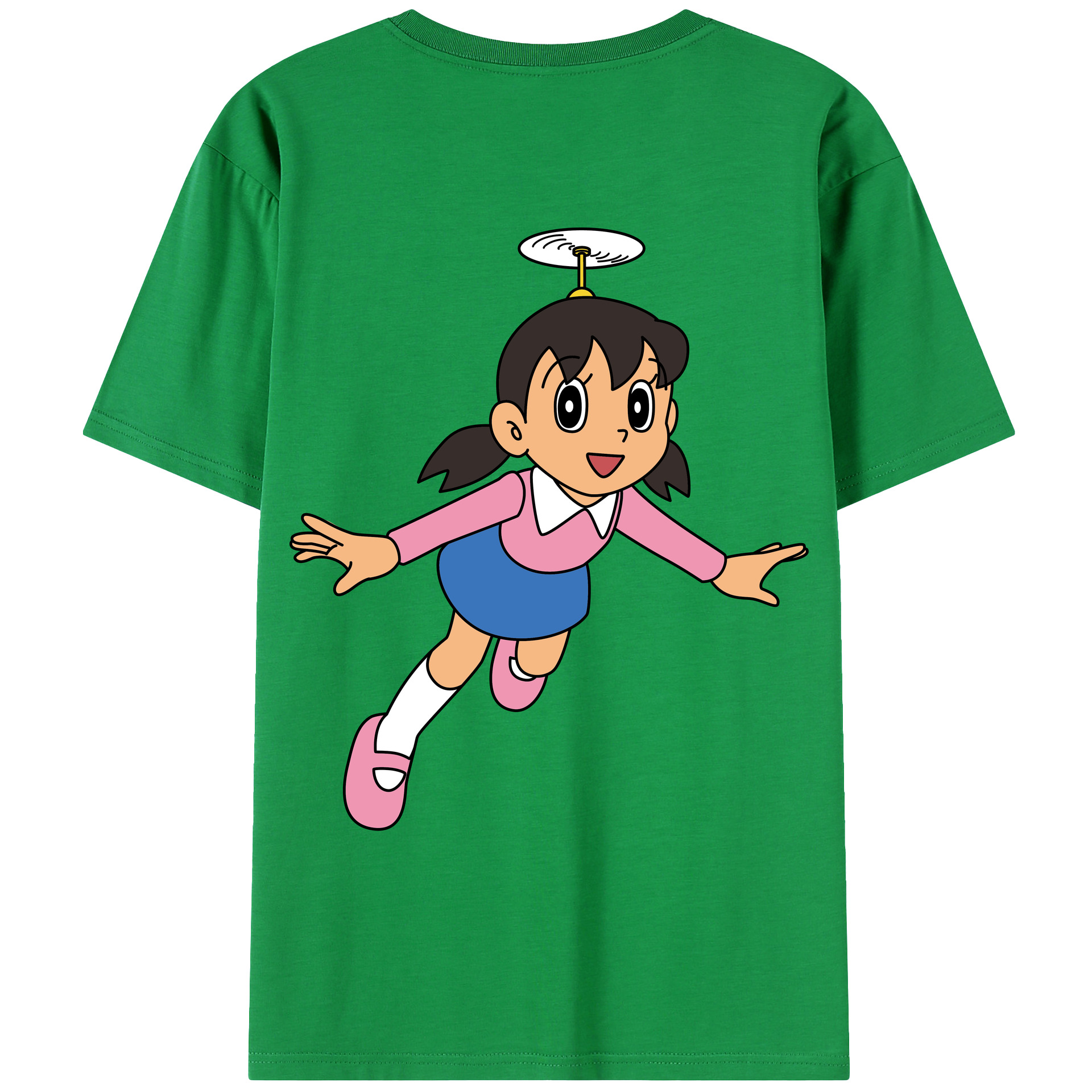 （画像用） ドラえもん みなもと しずか Doraemon Shizuka Minamoto 綿100％ メンズ半袖Tシャツ（バックプリント） 通気性
