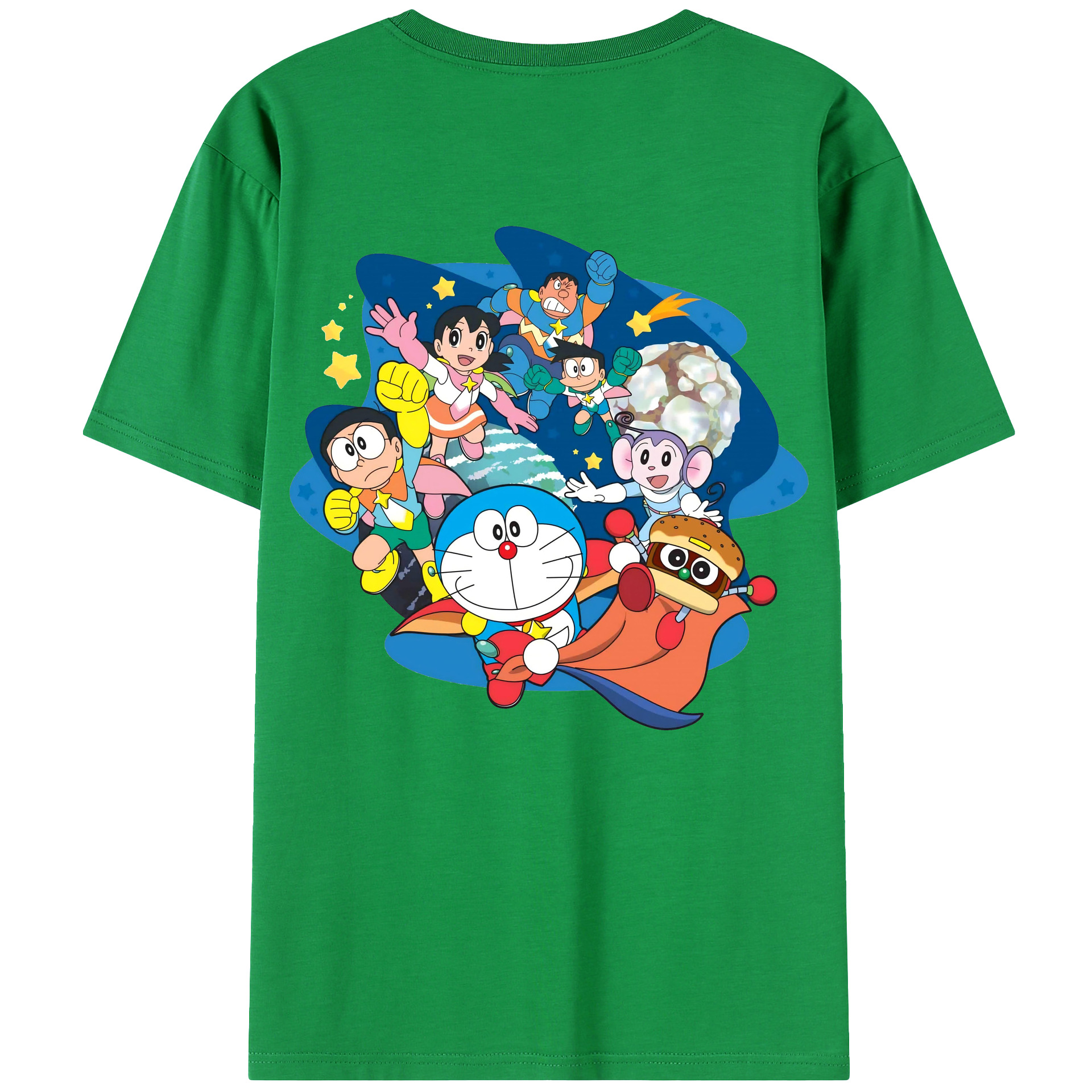 （画像用） ドラえもん Doraemon 綿100％ メンズ半袖Tシャツ（バックプリント） 通気性