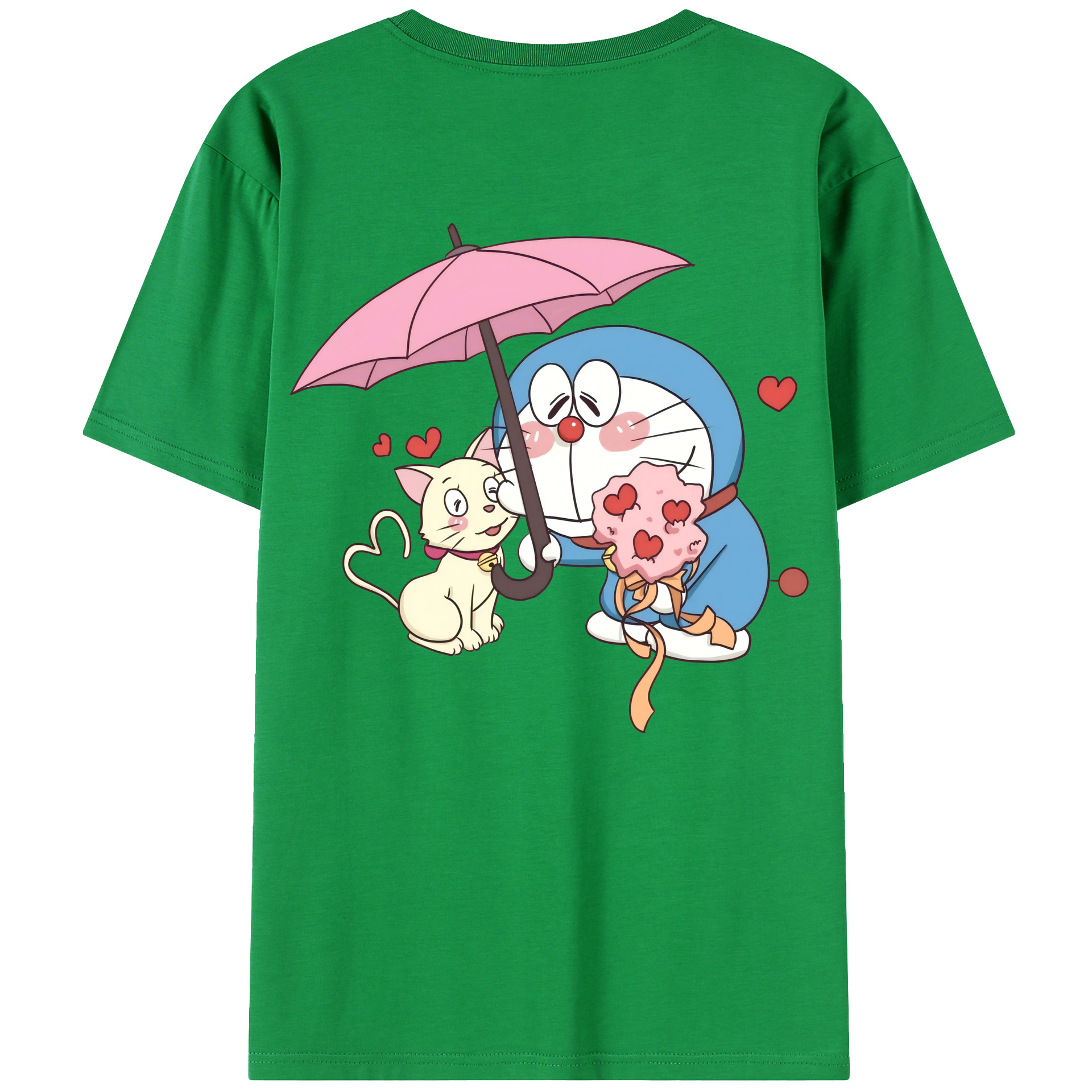 （画像用） ドラえもん Doraemon 綿100％ メンズ半袖Tシャツ（バックプリント） 通気性