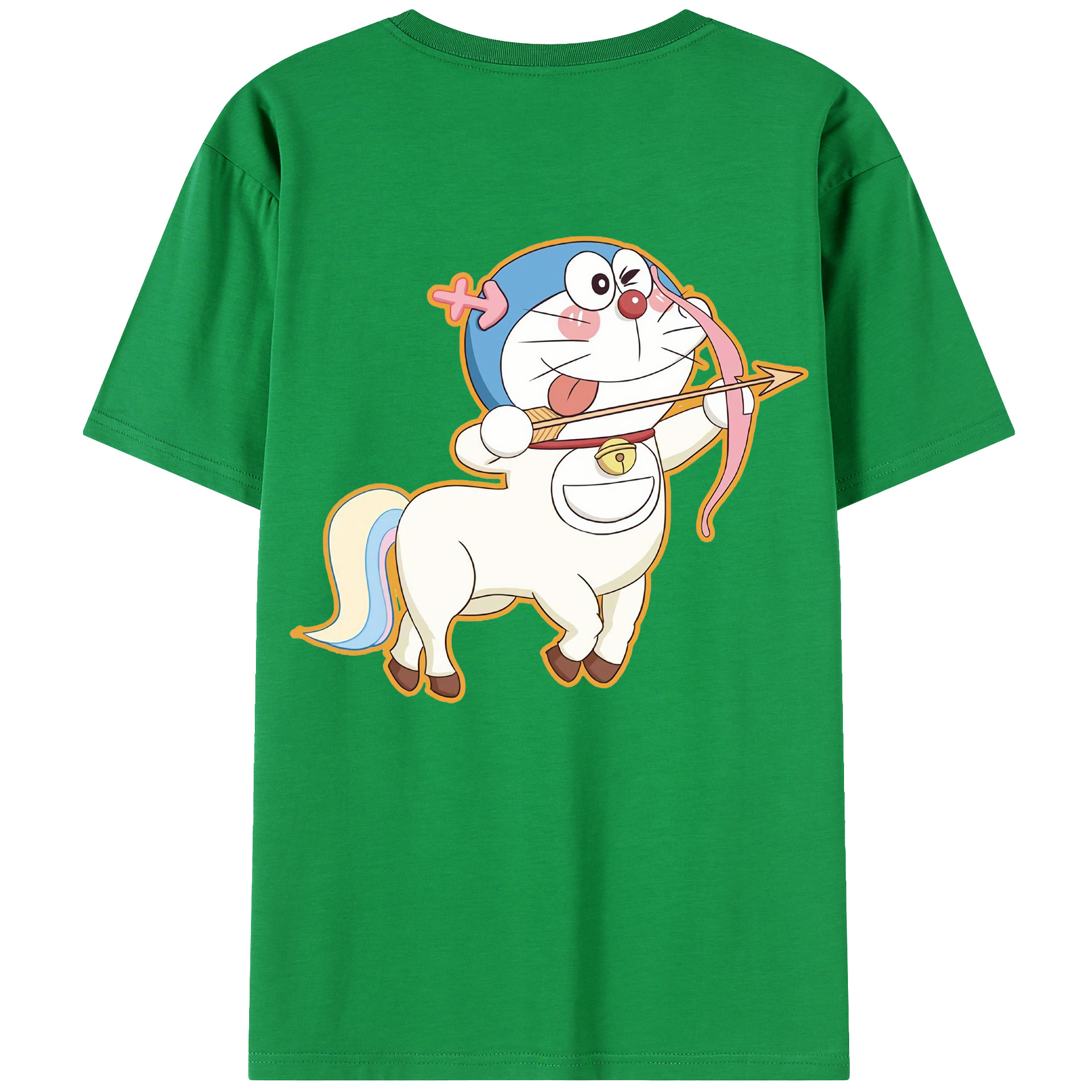 （画像用） ドラえもん Doraemon 綿100％ メンズ半袖Tシャツ（バックプリント） 通気性