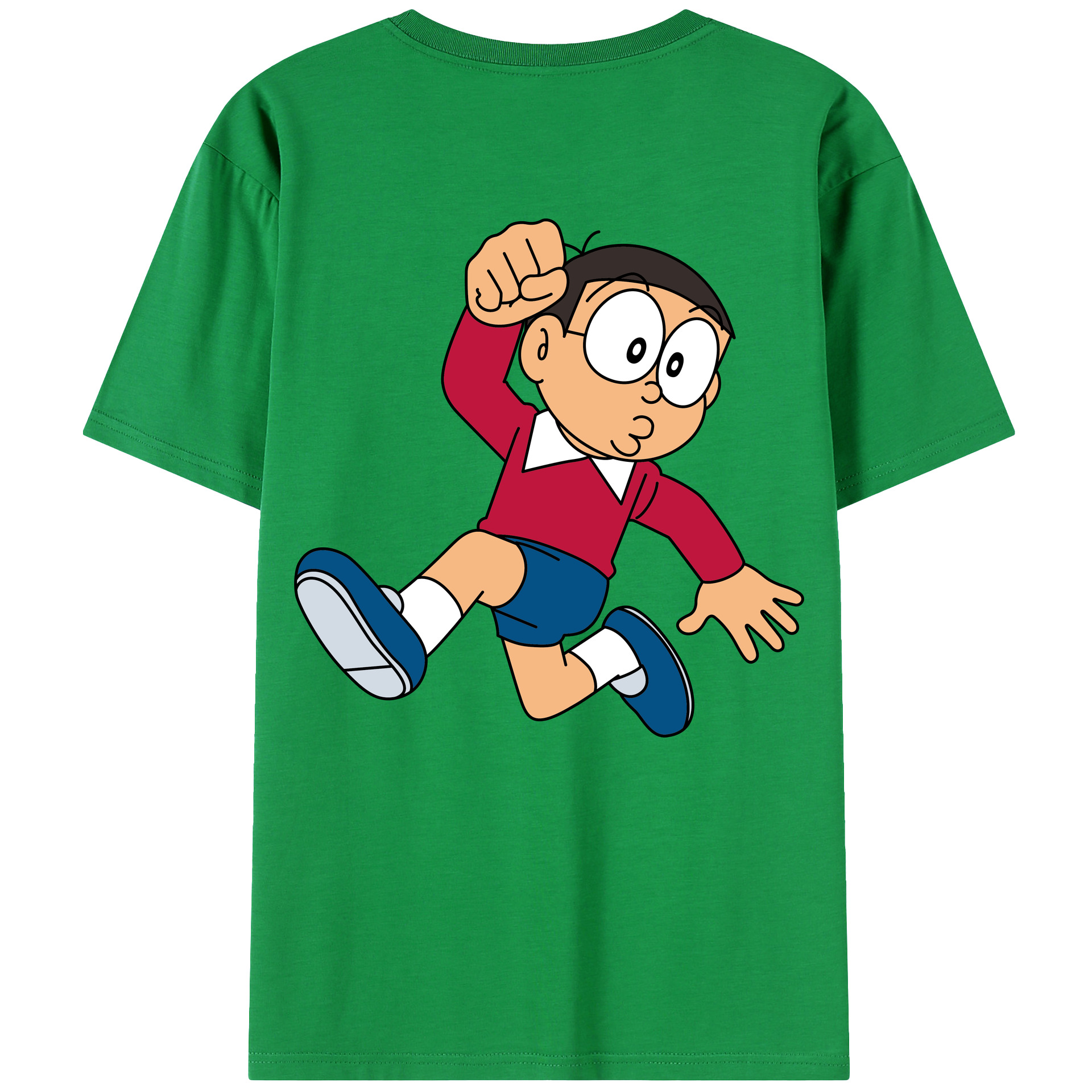 （画像用） ドラえもん 野比 のび太 Doraemon Nobita Nobi 綿100％ メンズ半袖Tシャツ（バックプリント） 通気性