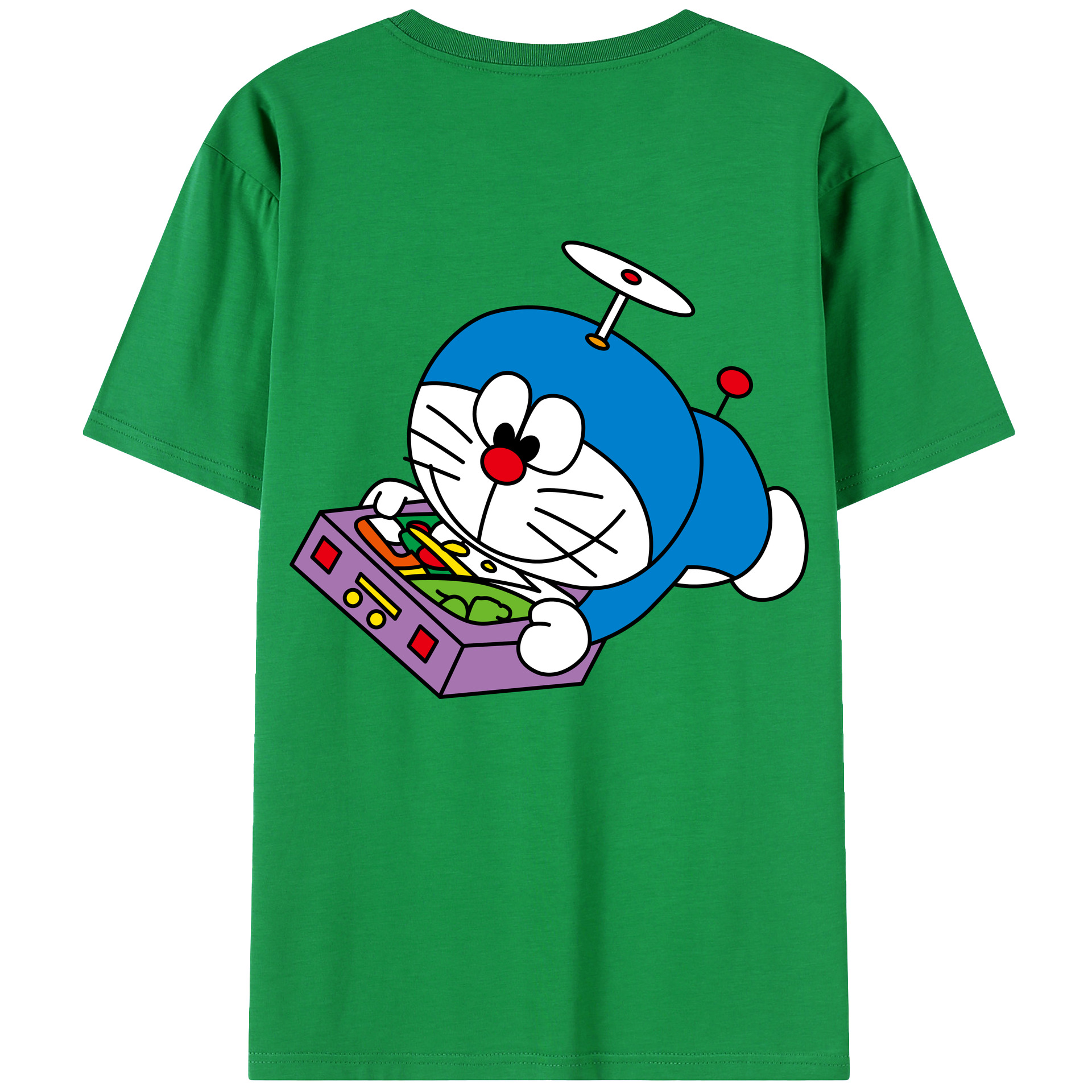 （画像用） ドラえもん Doraemon 綿100％ メンズ半袖Tシャツ（バックプリント） 通気性
