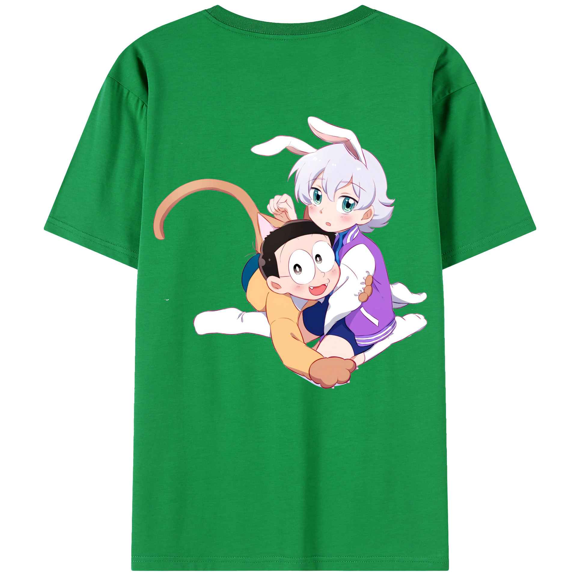 （画像用） ドラえもん 野比 のび太 Doraemon Nobita Nobi 綿100％ メンズ半袖Tシャツ（バックプリント） 通気性
