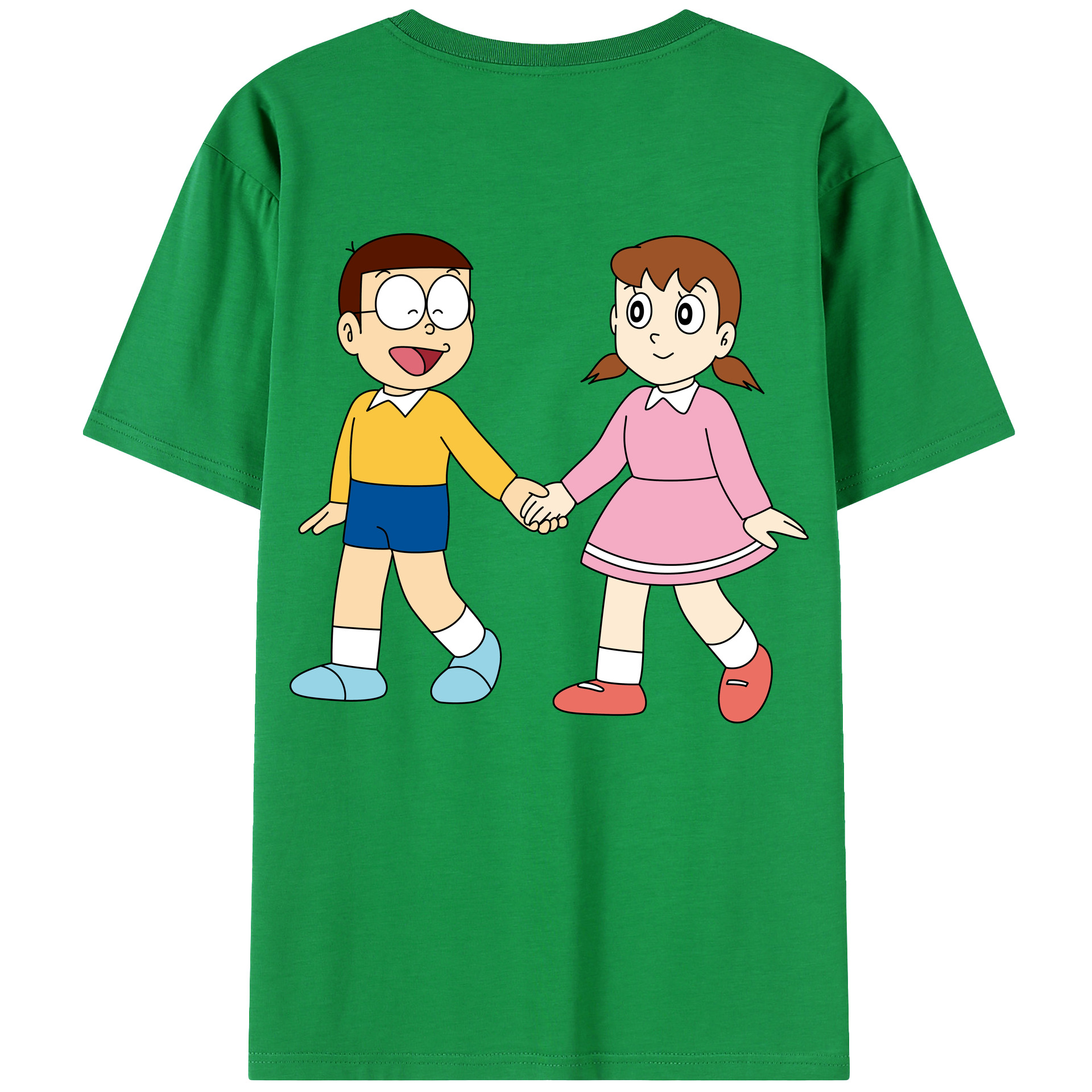 （画像用） ドラえもん 野比 のび太 Doraemon Nobita Nobi 綿100％ メンズ半袖Tシャツ（バックプリント） 通気性