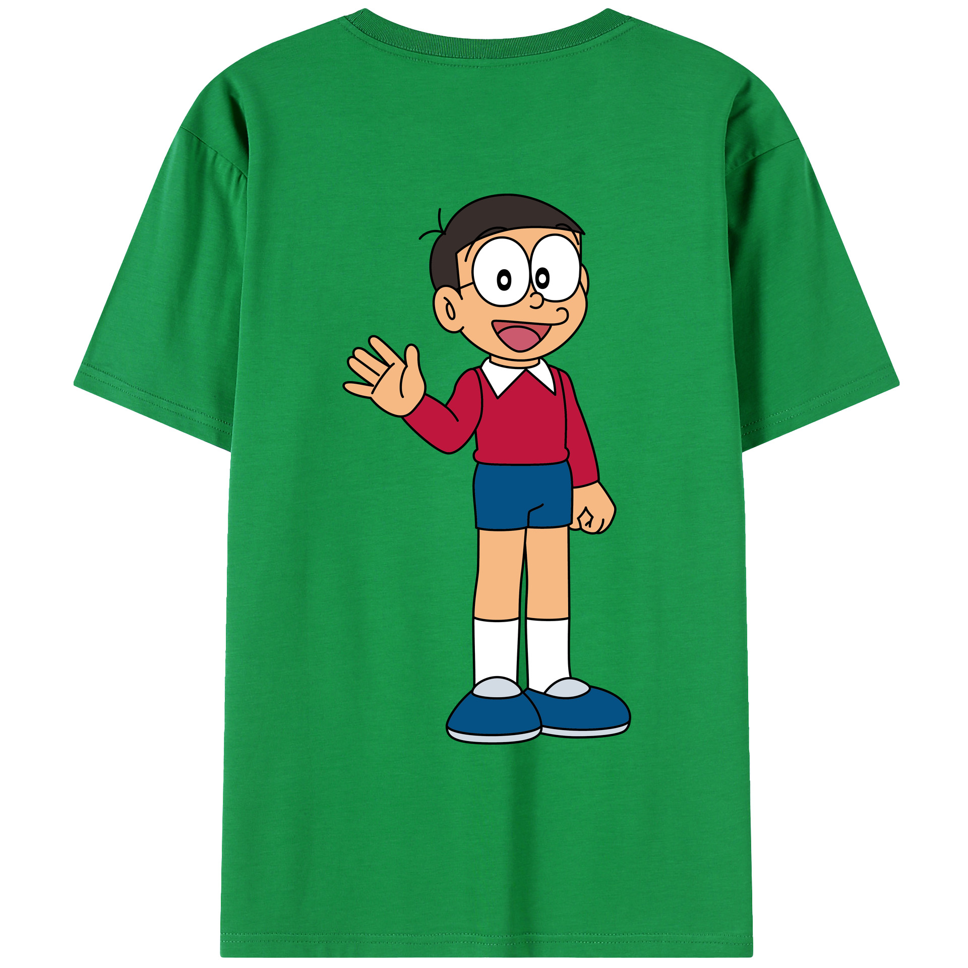 （画像用） ドラえもん 野比 のび太 Doraemon Nobita Nobi 綿100％ メンズ半袖Tシャツ（バックプリント） 通気性