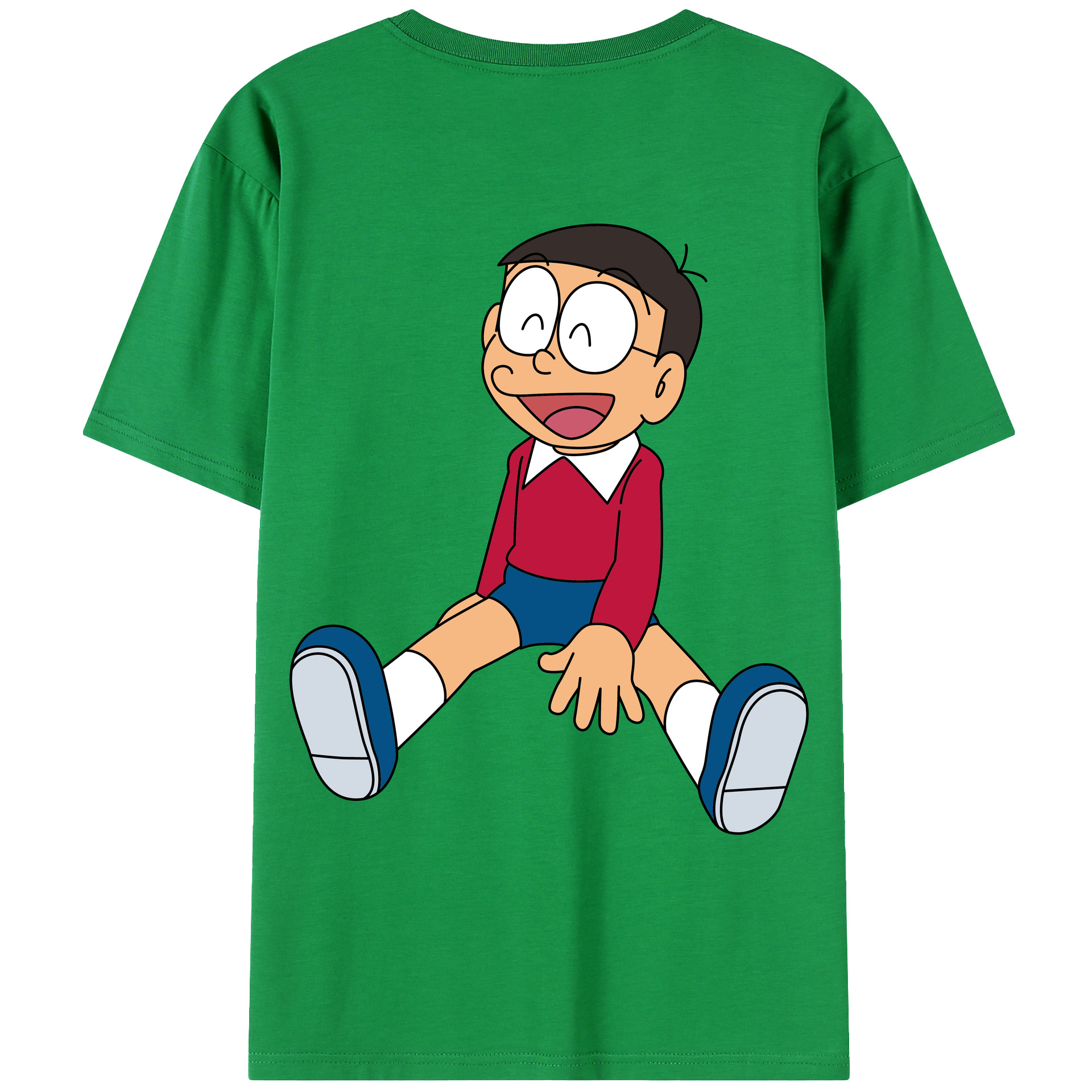 （画像用） ドラえもん 野比 のび太 Doraemon Nobita Nobi 綿100％ メンズ半袖Tシャツ（バックプリント） 通気性